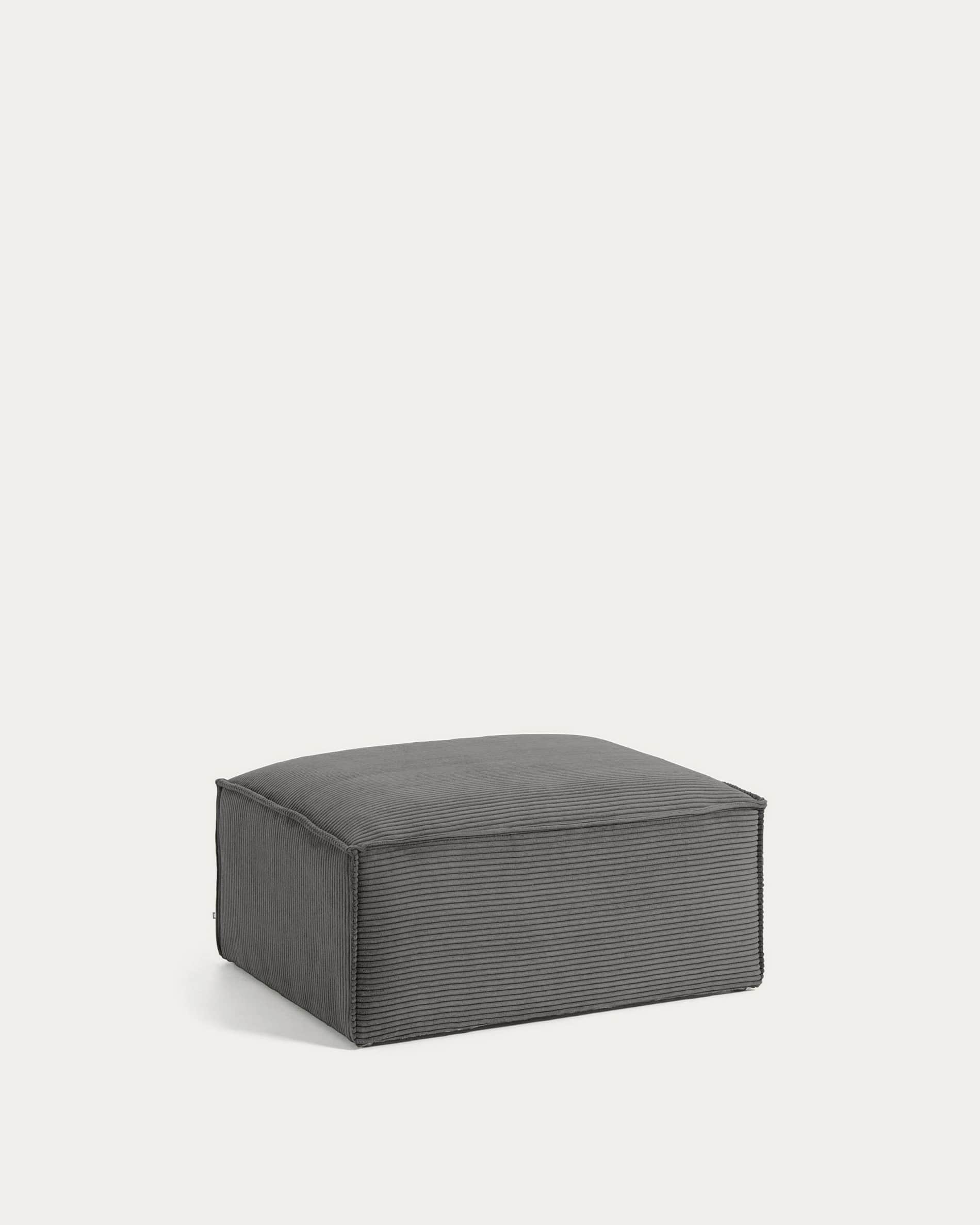 Blok fire-retardant footrest in thick grey corduroy 90 x 74cm FSC Mix Credit