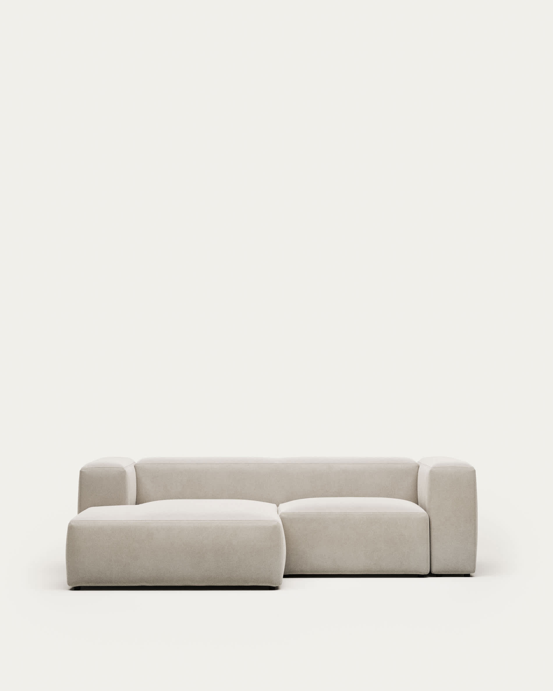 Blok fire-retardant 2-seater sofa with left chaise longue in white chenille 240cm