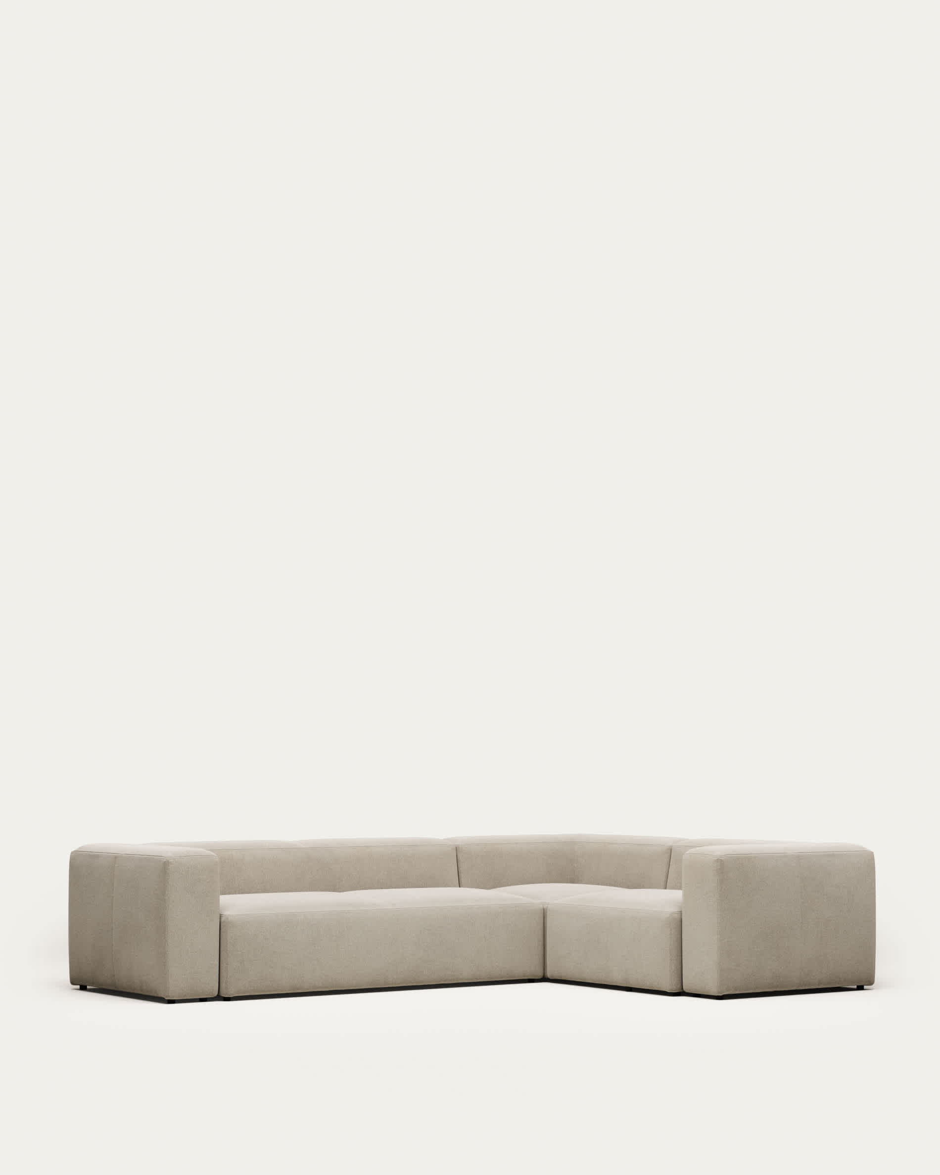 Blok fire-retardant 4-seater corner sofa in beige chenille 320 x 230cm/230 x 320cm