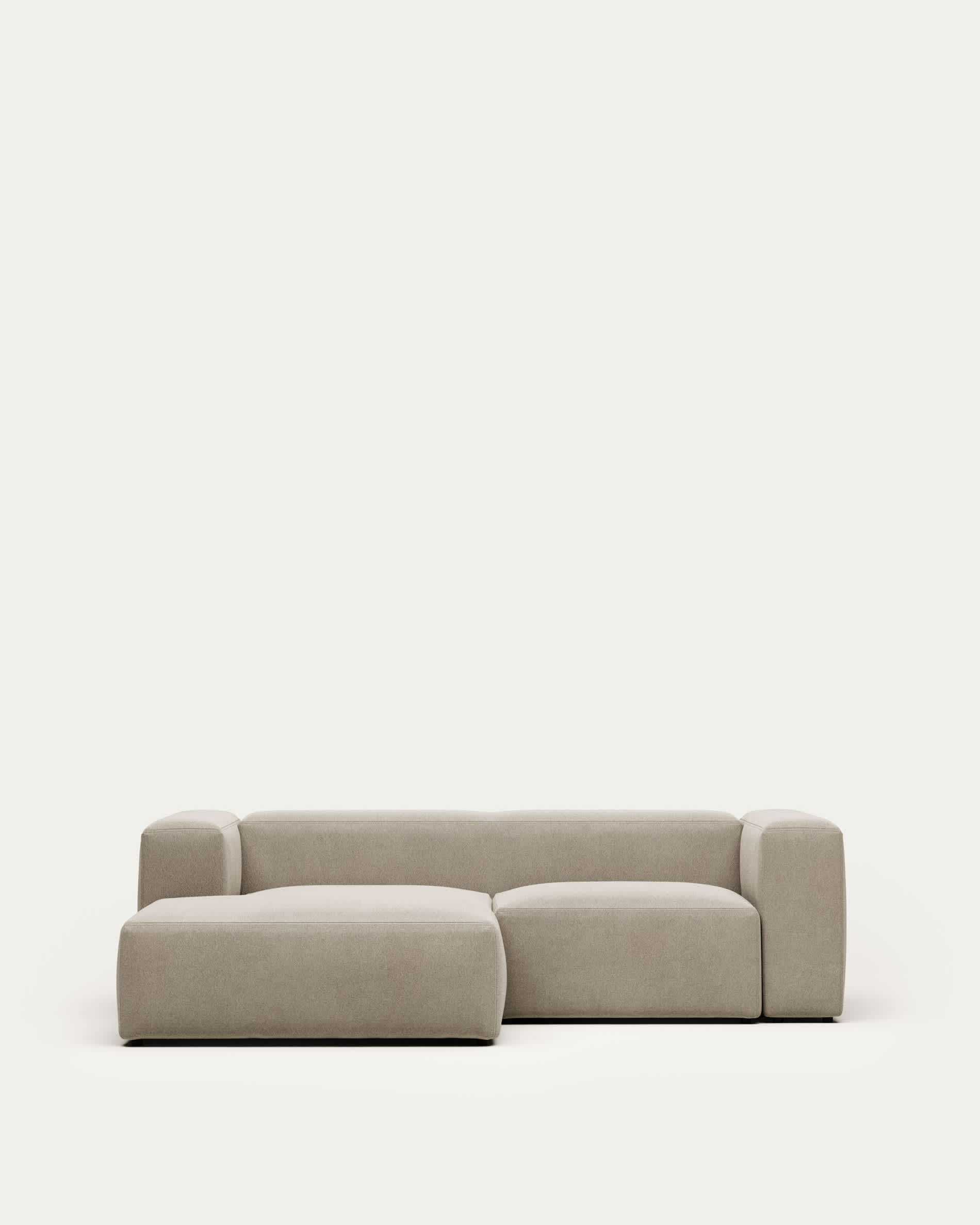 Blok fire-retardant 2-seater sofa with left chaise longue in beige chenille 240cm