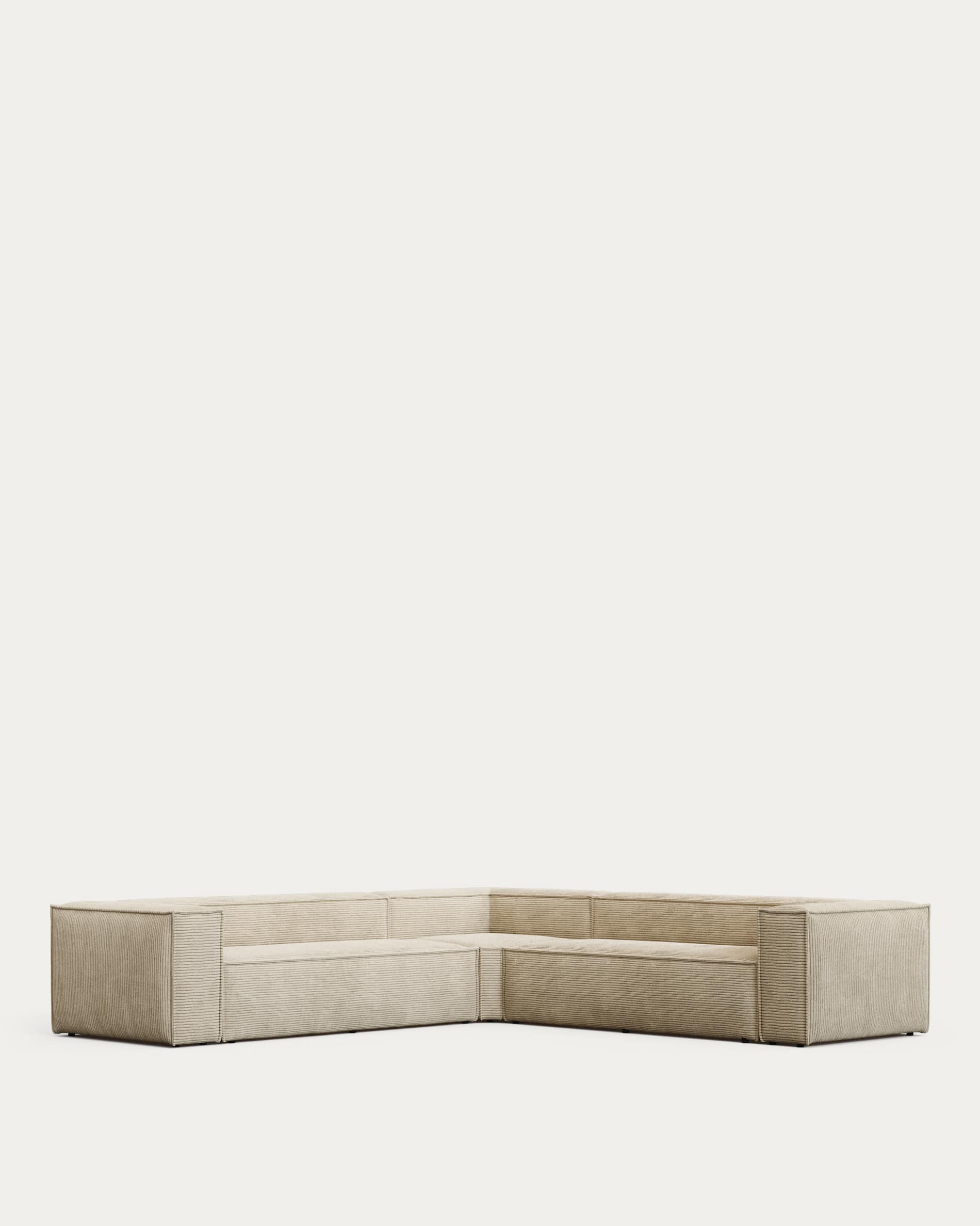 Blok fire-retardant 6-seater corner sofa in thick ecru corduroy 320x320cm FSC Mix Credit FR