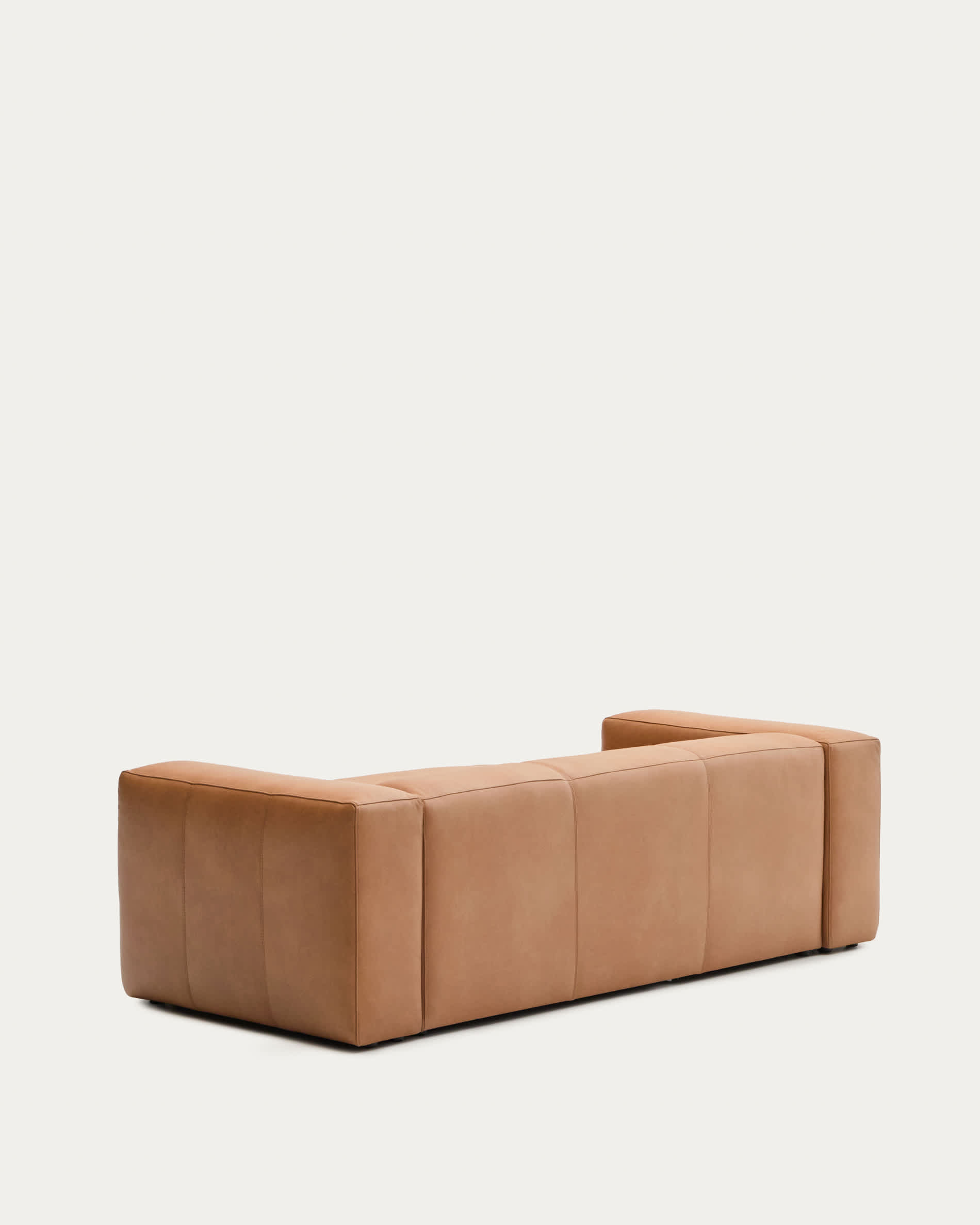 Blok brown leather 2-seater sofa, left chaise longue 240 cm