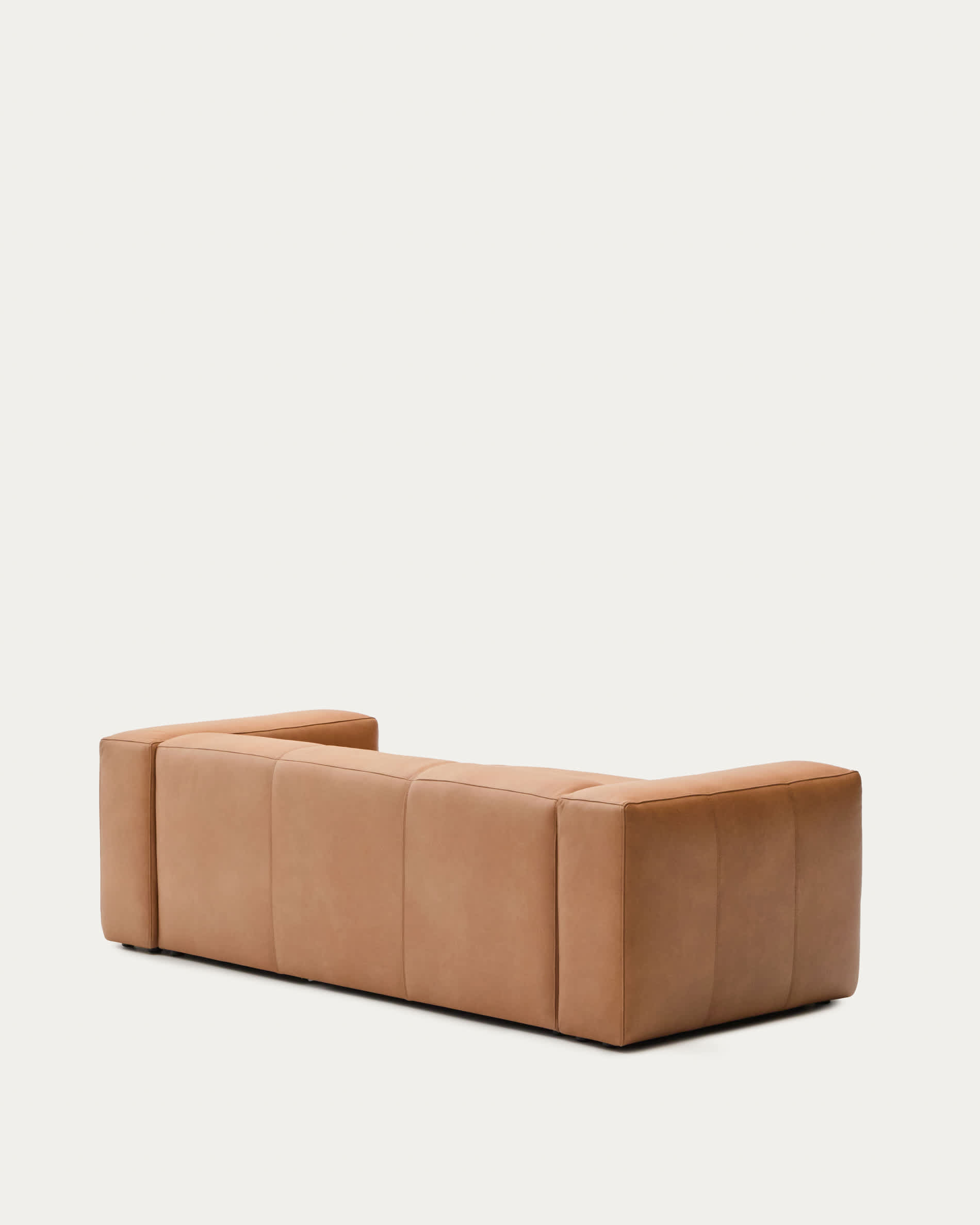Blok brown leather 2-seater sofa, right chaise longue 240 cm