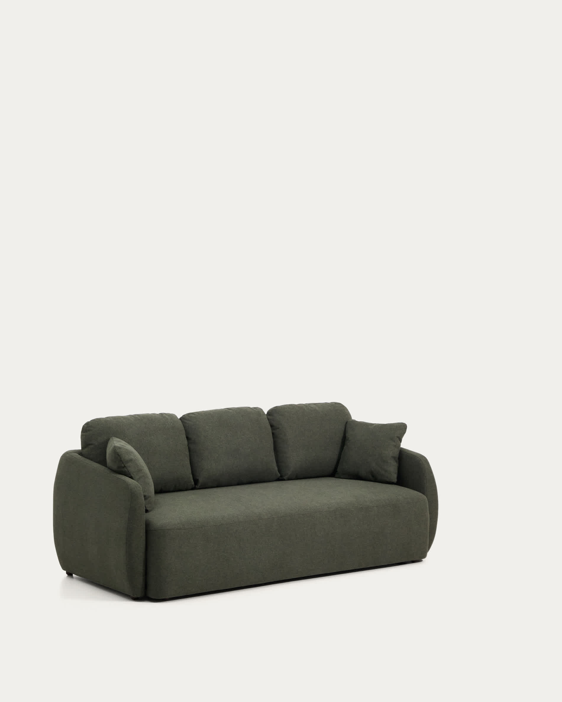 Laira 3-seater sofa bed in dark green chenille 218cm FSC Mix Credit
