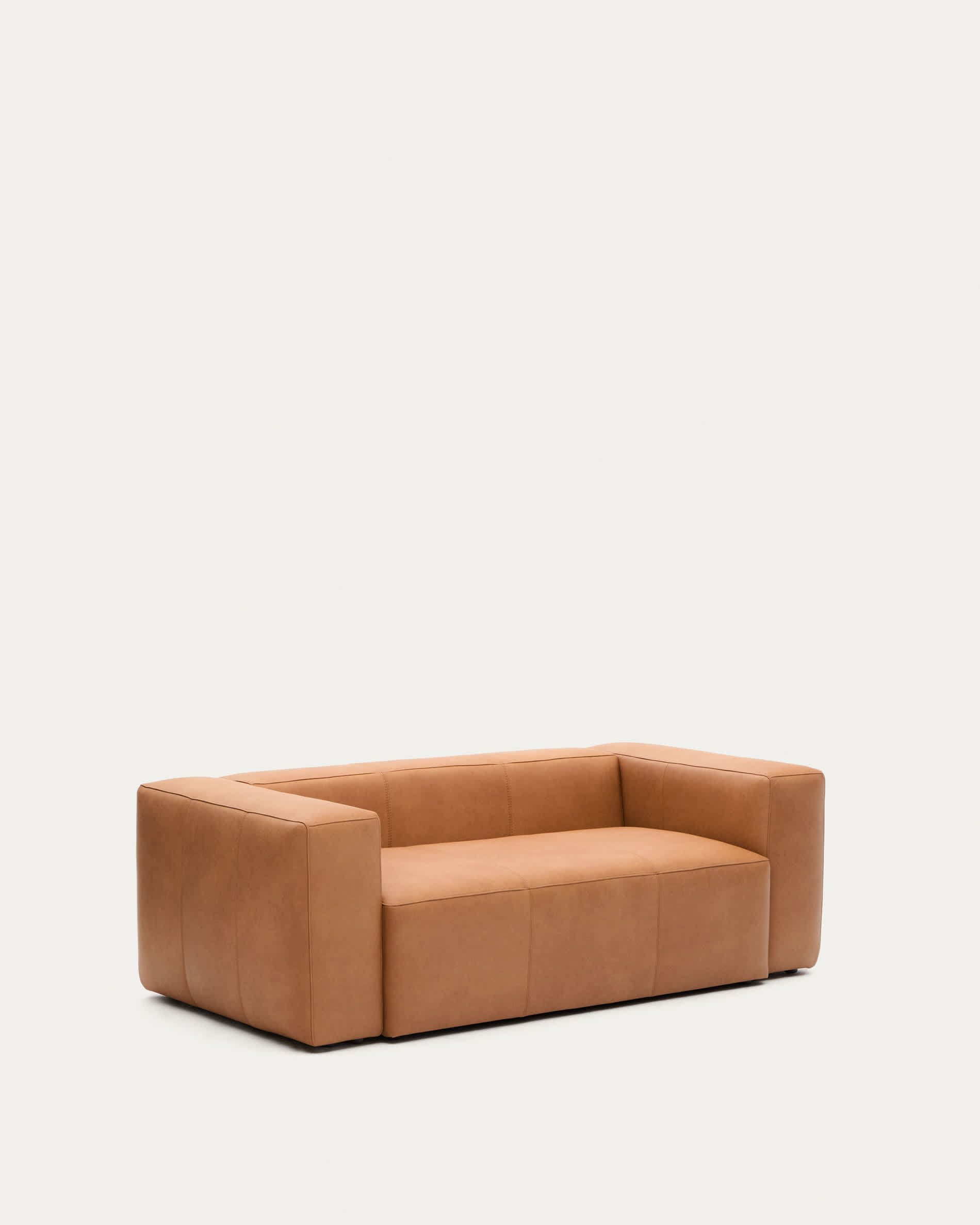 Blok brown leather 2-seater sofa 210 cm
