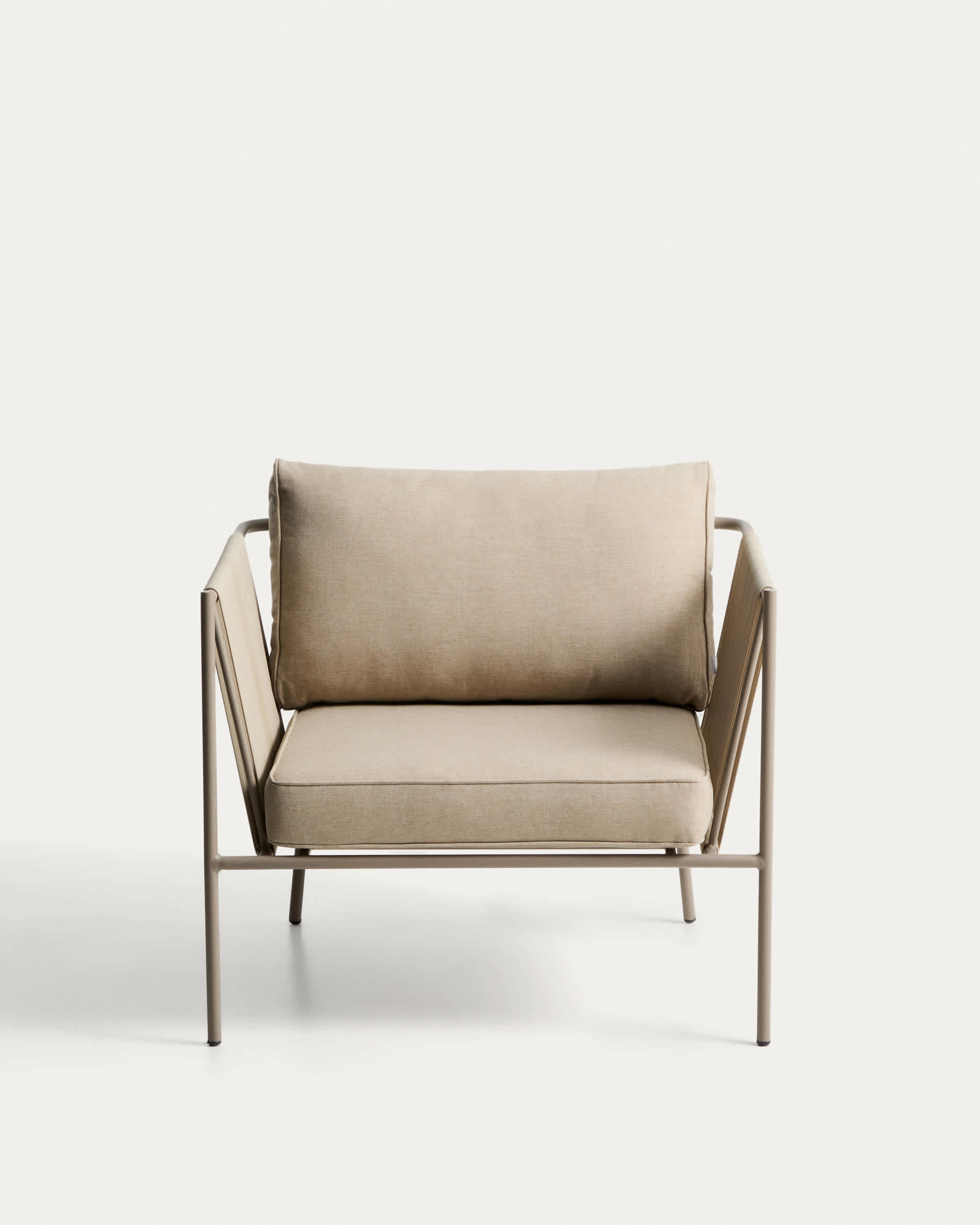 Zivia outdoor armchair in ecru rope cord and taupe galvanised steel