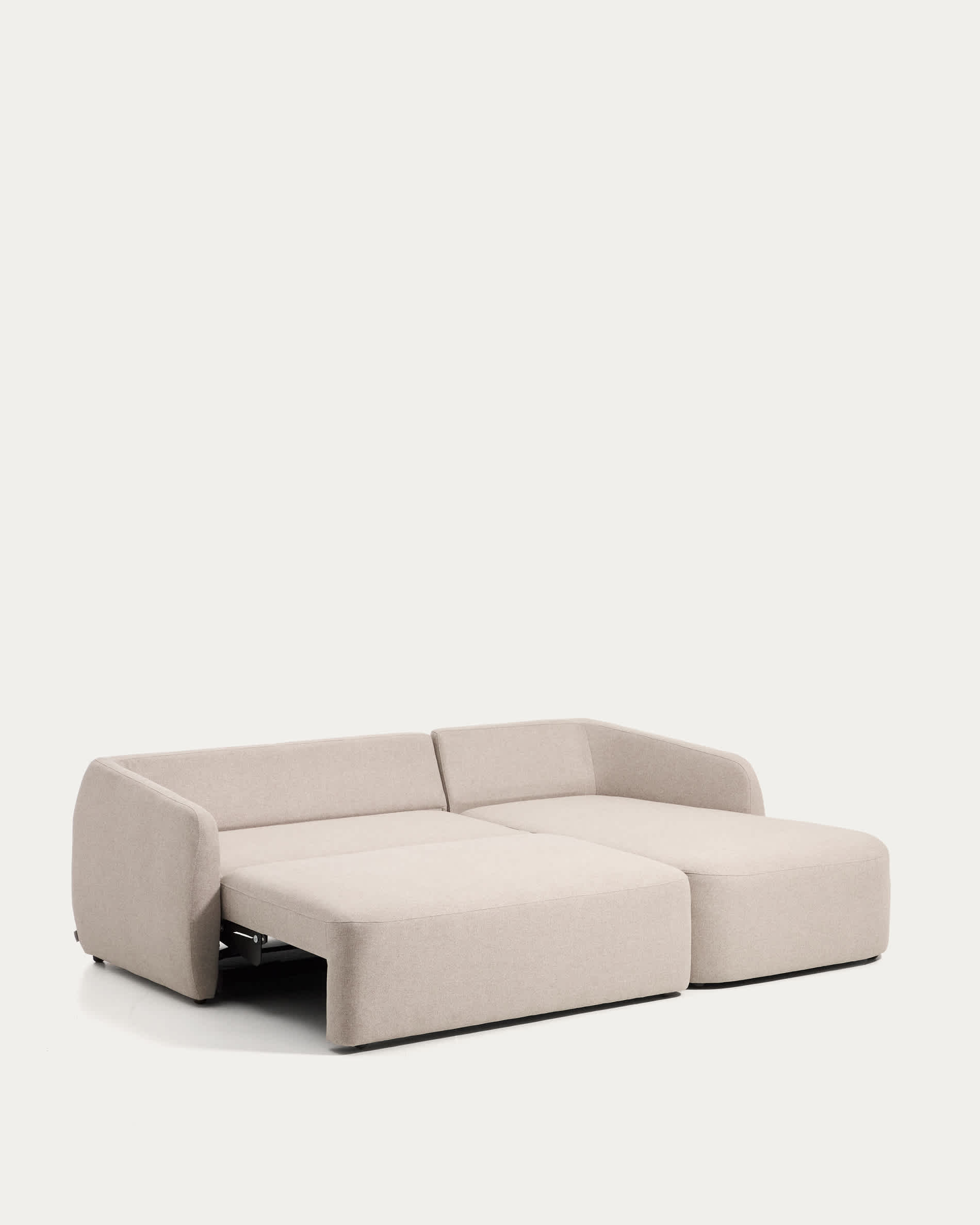 Laira 3-seater sofa bed with right chaise longue in beige chenille 246cm FSC Mix Credit