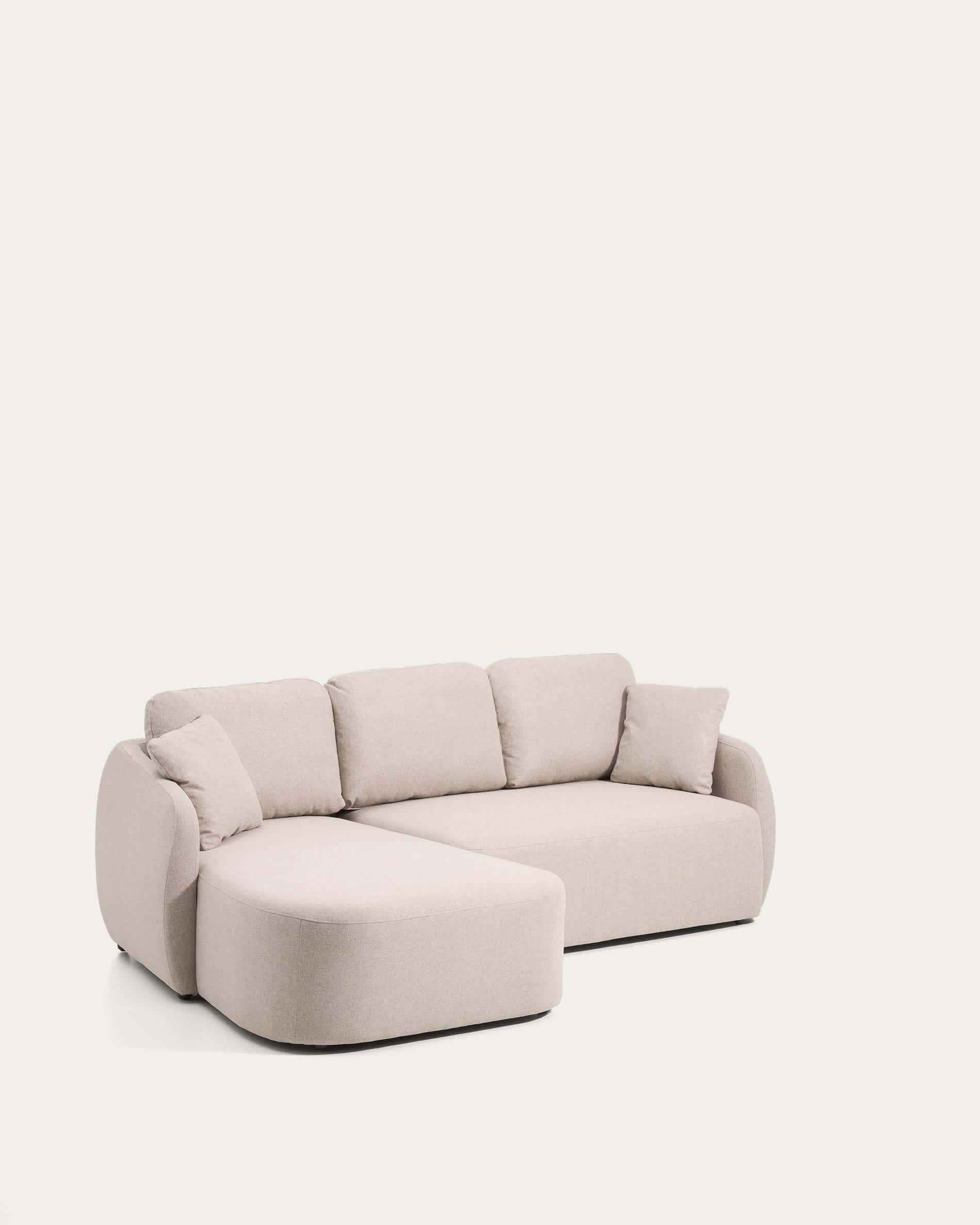Laira 3-seater sofa bed with left chaise longue in beige chenille 246cm FSC Mix Credit