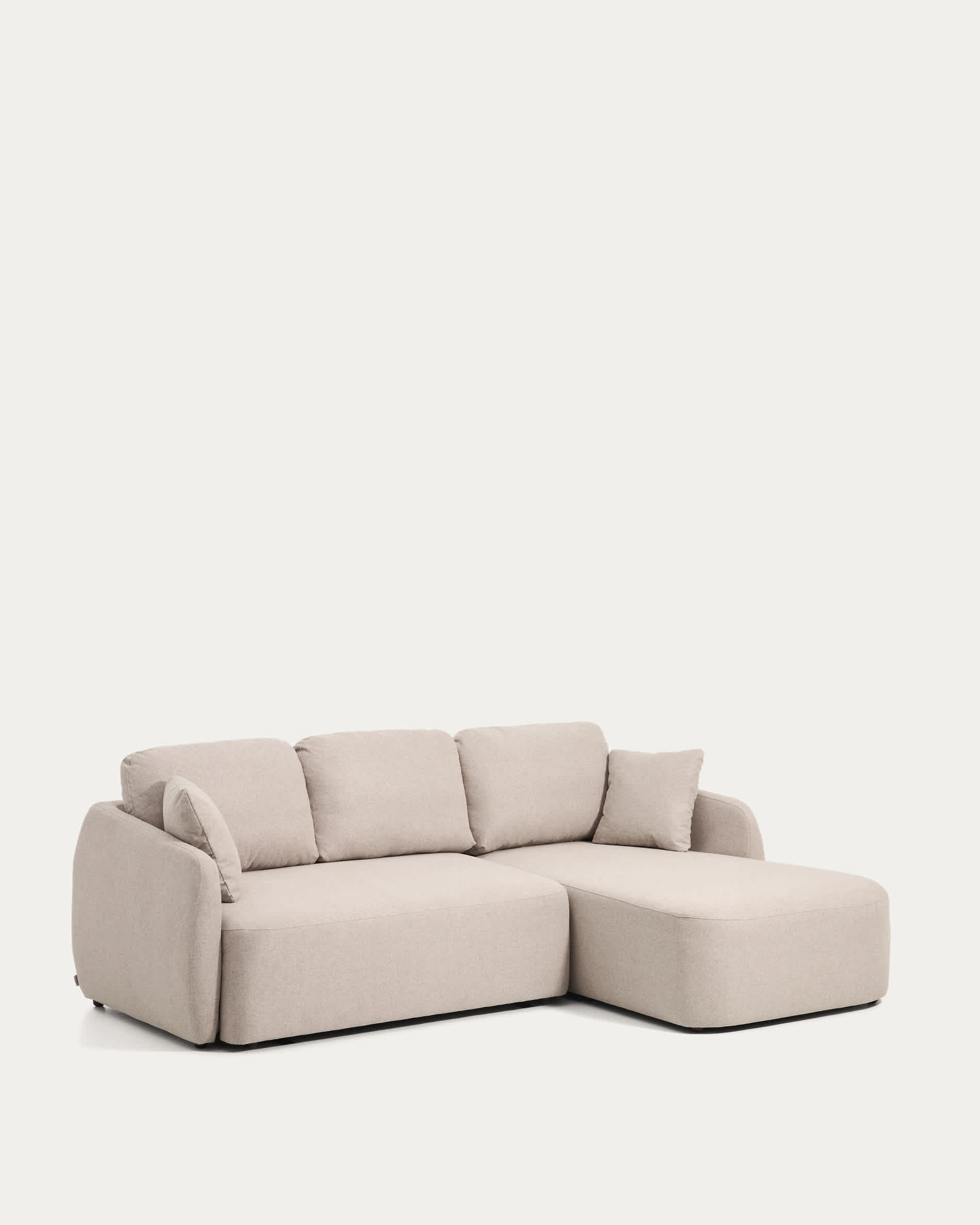 Laira 3-seater sofa bed with right chaise longue in beige chenille 246cm FSC Mix Credit