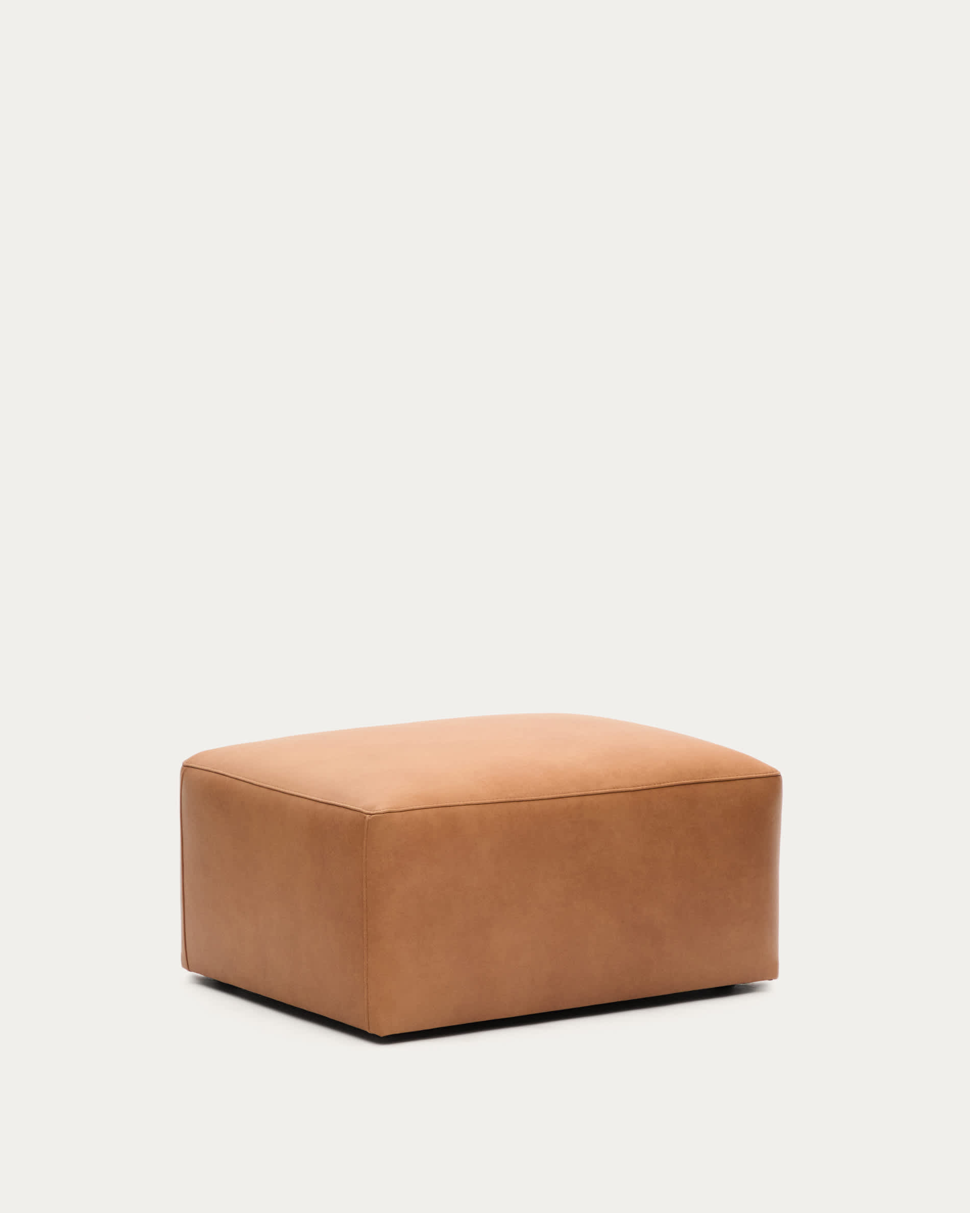 Blok brown leather footstool 90 x 74 cm