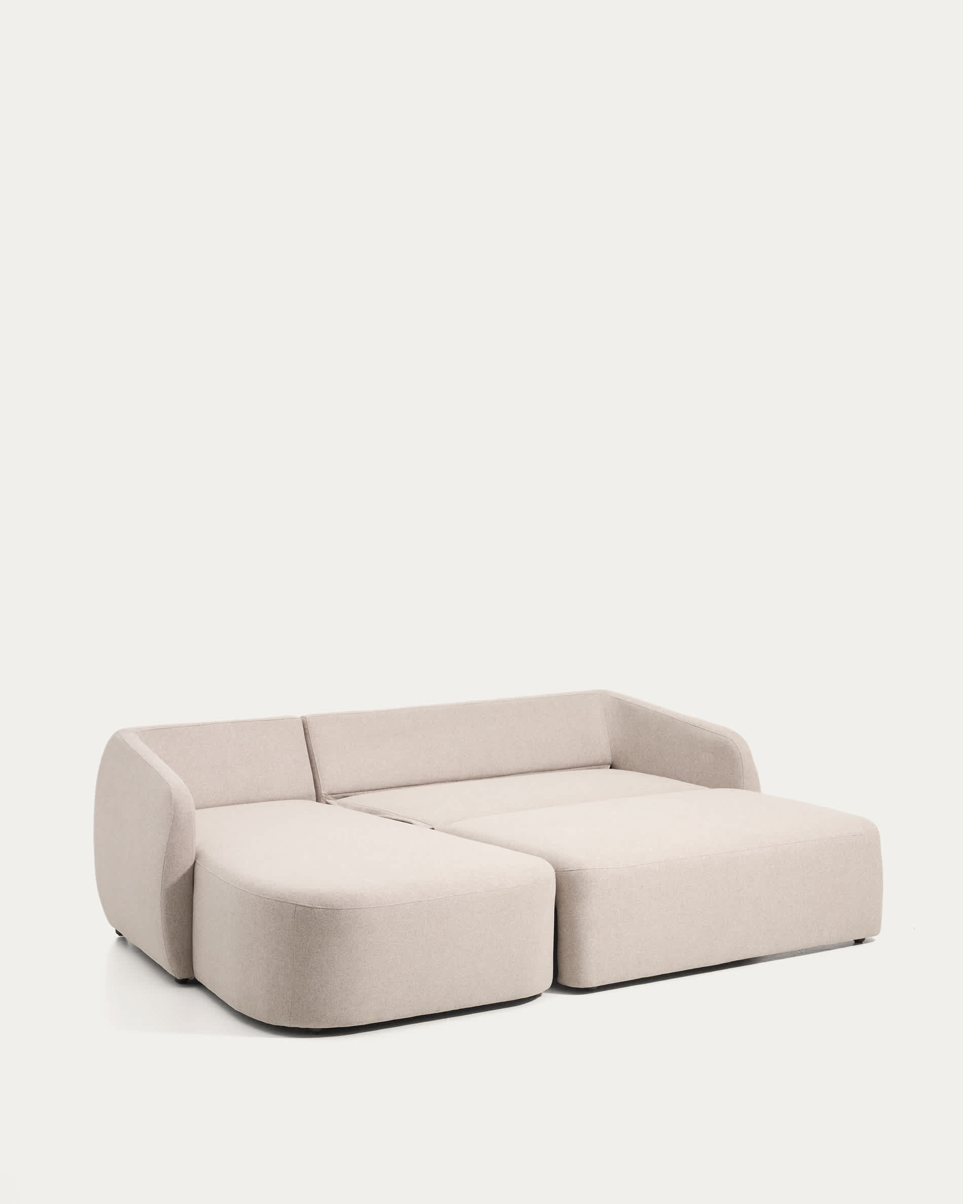 Laira 3-seater sofa bed with left chaise longue in beige chenille 246cm FSC Mix Credit