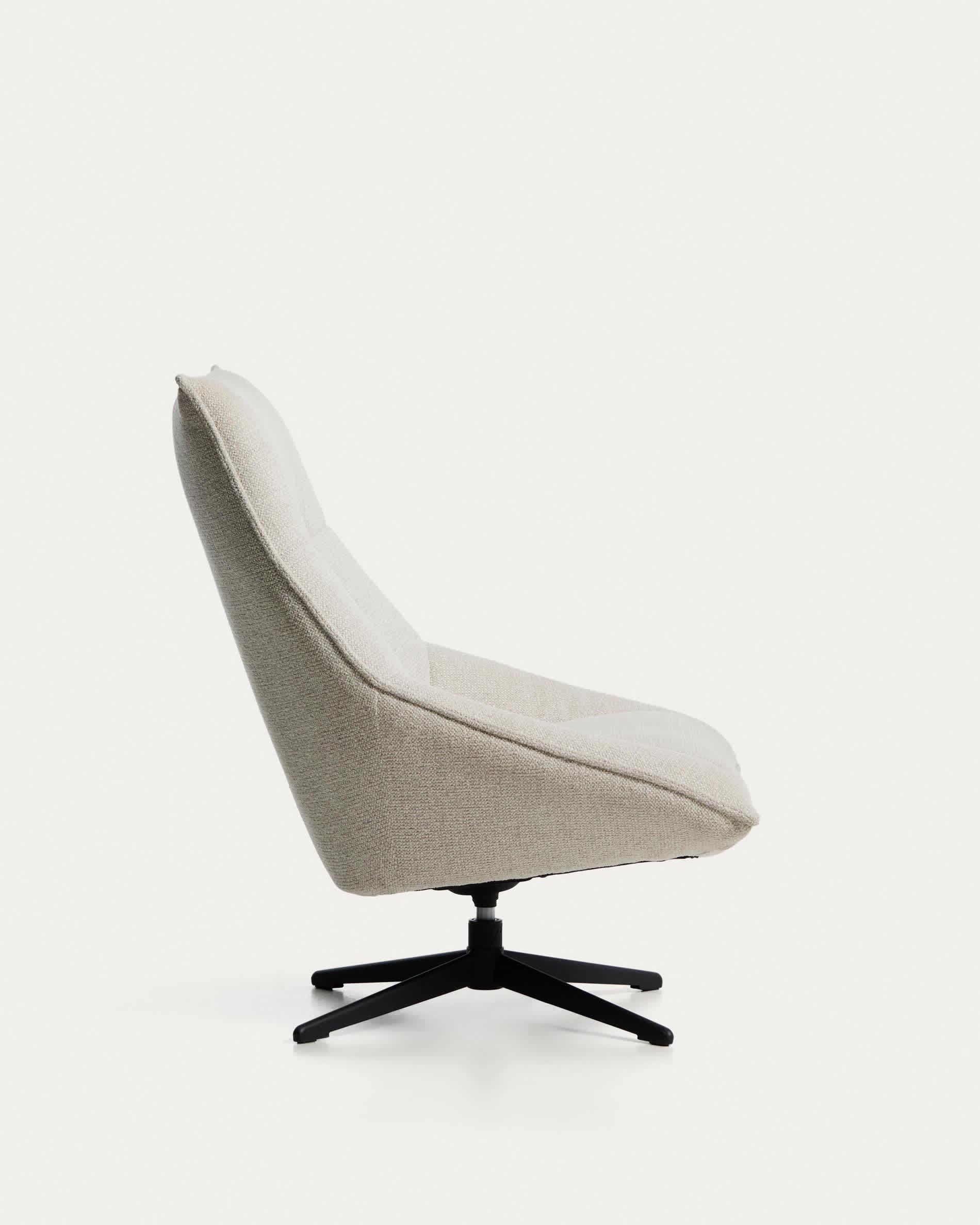 Dirala swivel armchair in beige chenille and steel with black finish FSC 100%