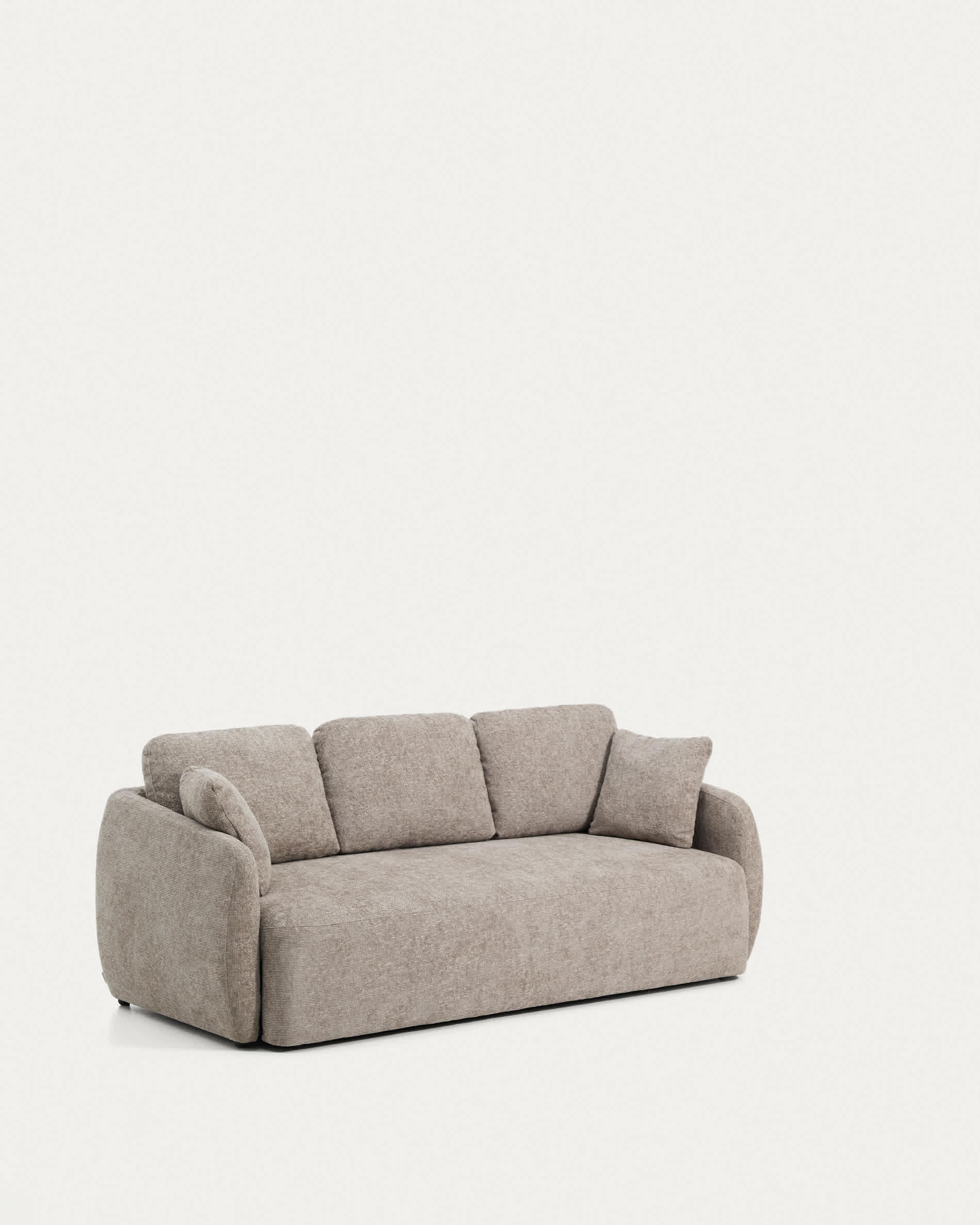 Laira 3-seater sofa bed in taupe chenille 218cm FSC Mix Credit