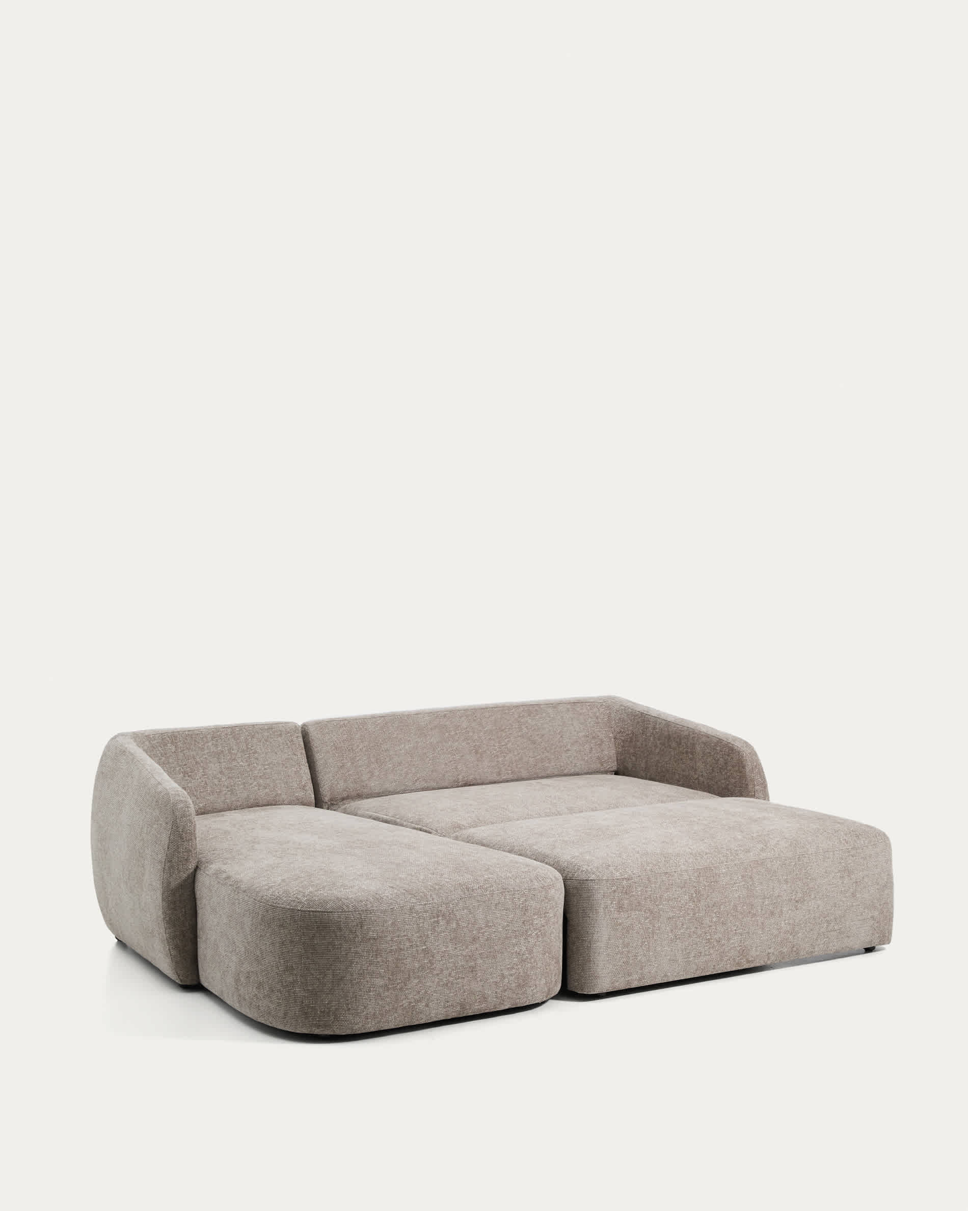 Laira 3-seater sofa bed with left chaise longue in taupe chenille 246cm FSC Mix Credit