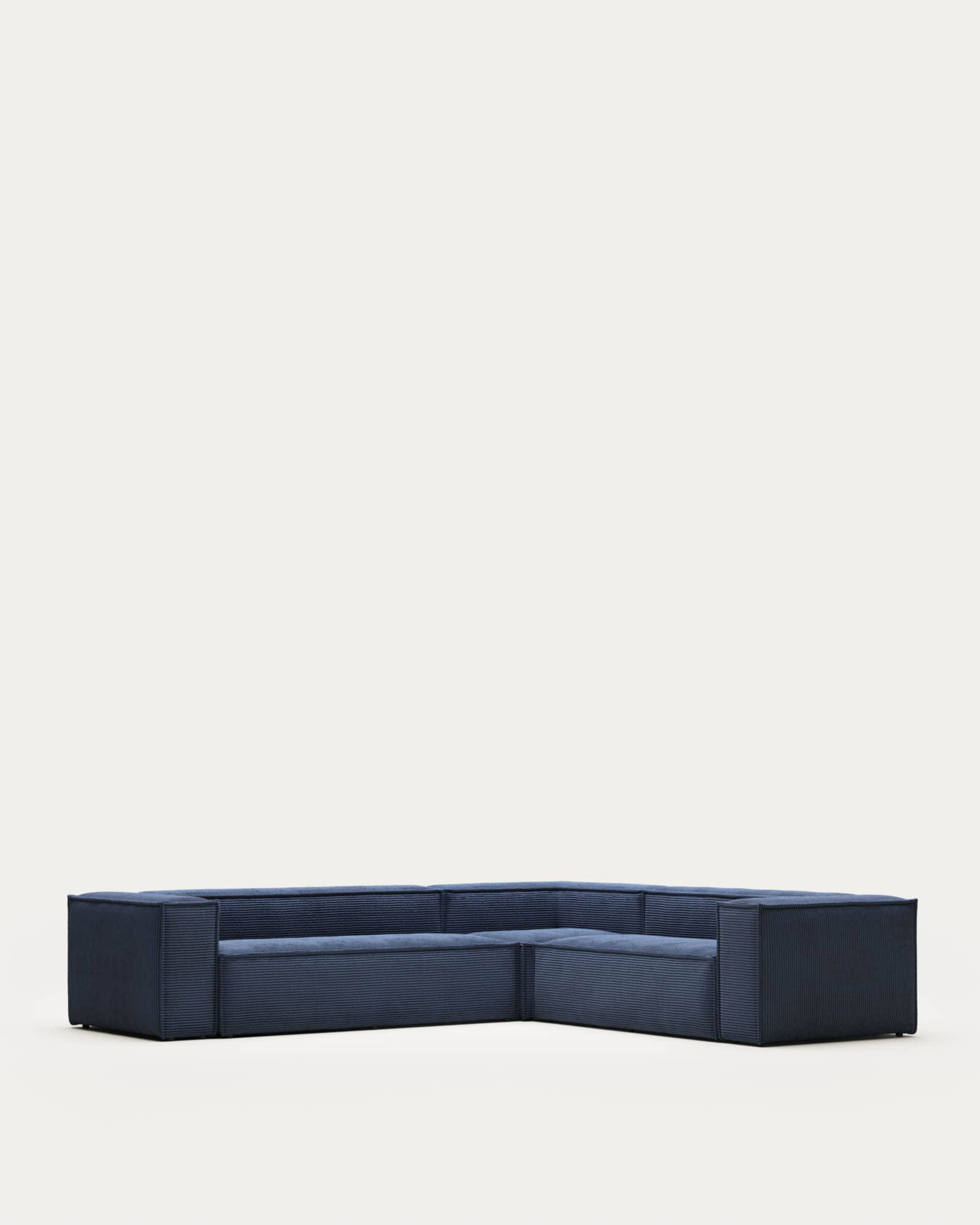 Blok 5 seater corner sofa in blue wide seam corduroy, 320 x 290 cm / 290 x 320 cm FR