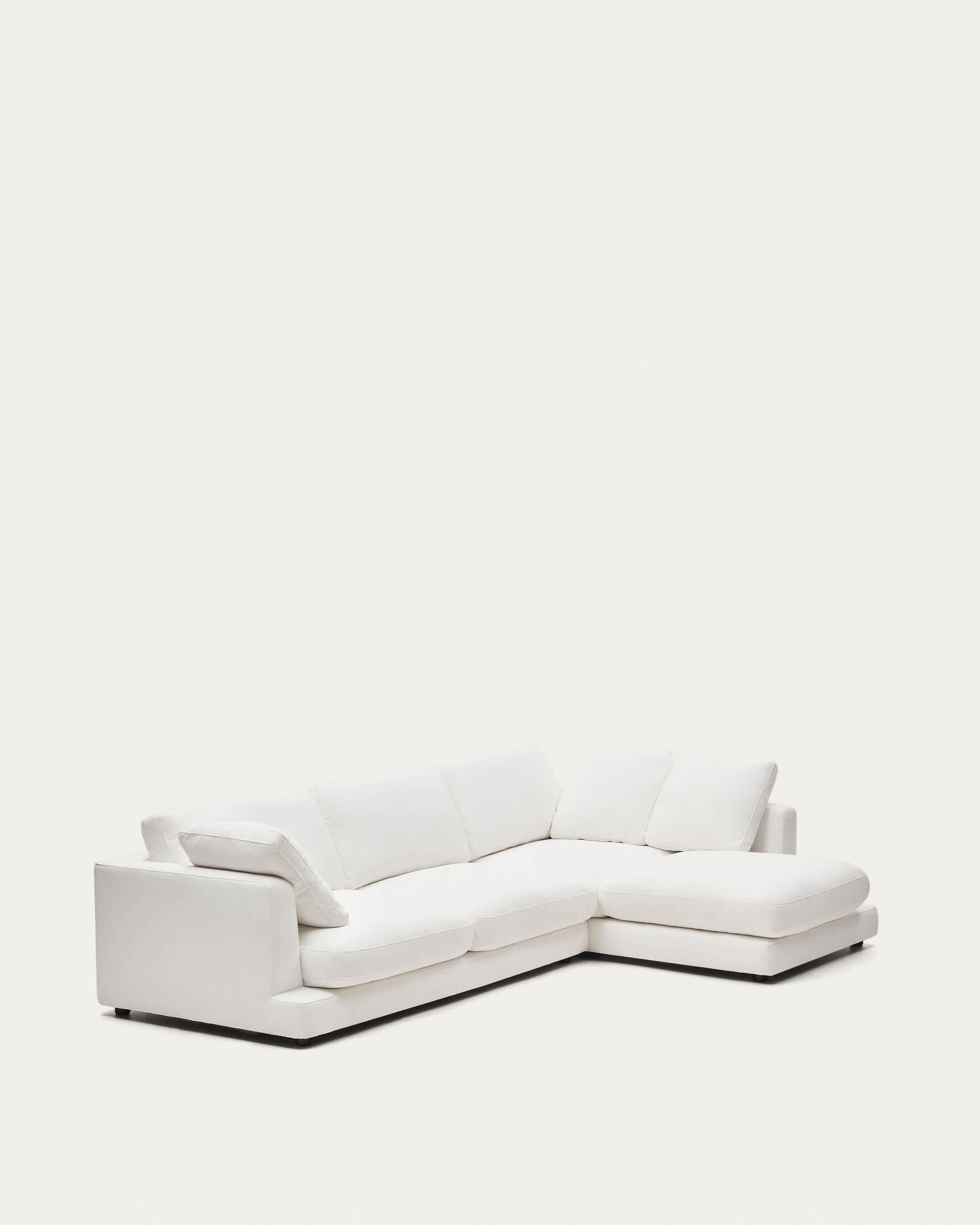 Gala 4-seater sofa with right chaise longue in white chenille FSC Mix Credit 300cm
