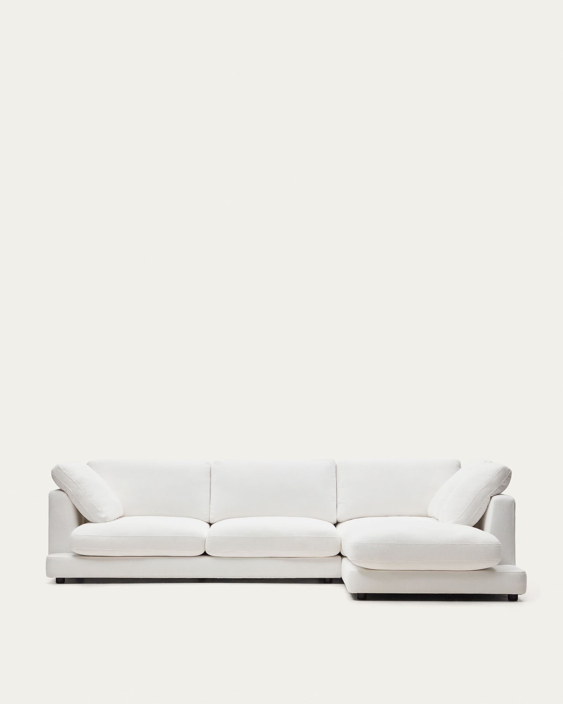 Gala 4-seater sofa with right chaise longue in white chenille FSC Mix Credit 300cm