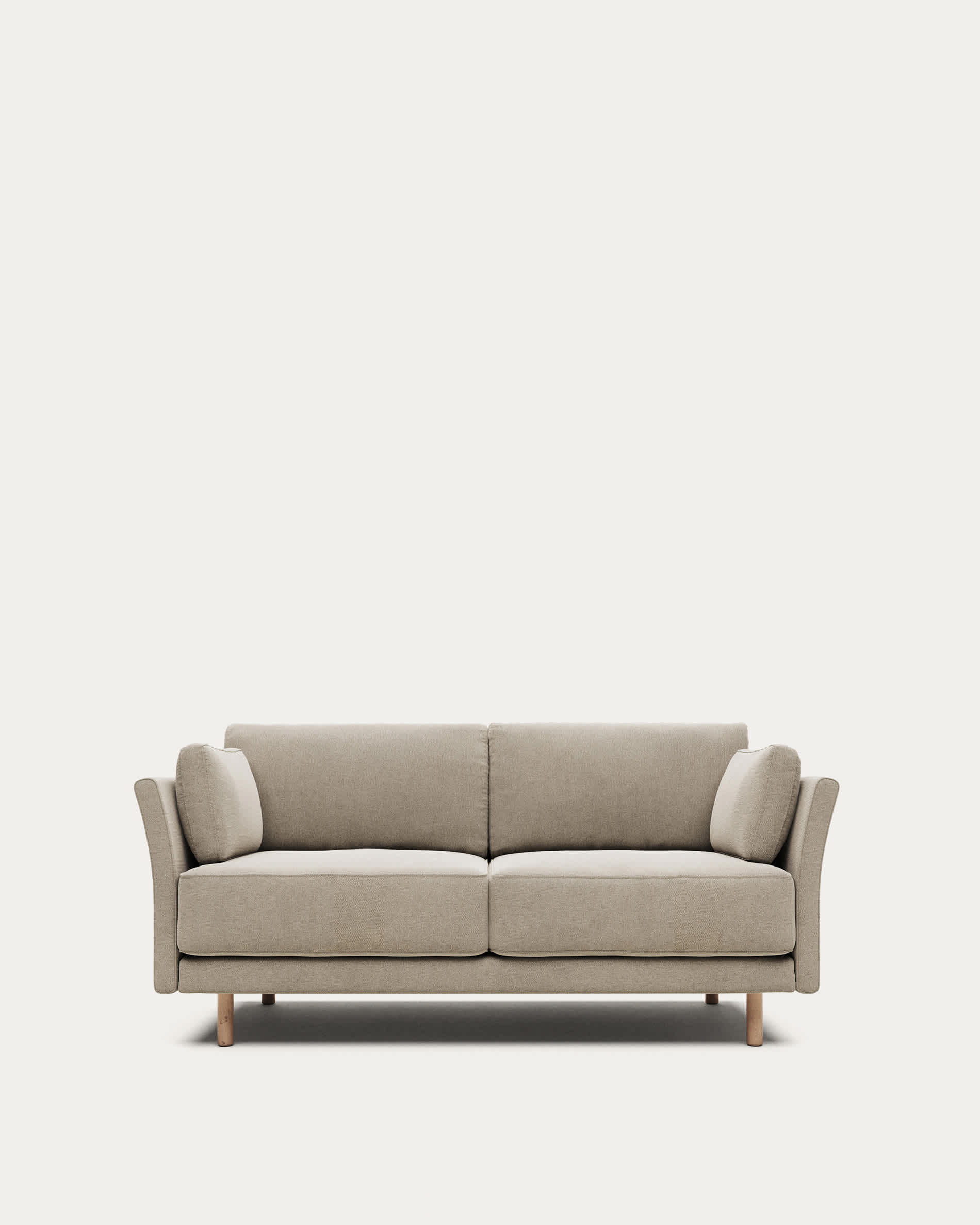 Gilma fire-retardant 2-seater sofa in beige chenille with natural-finish legs 170cm