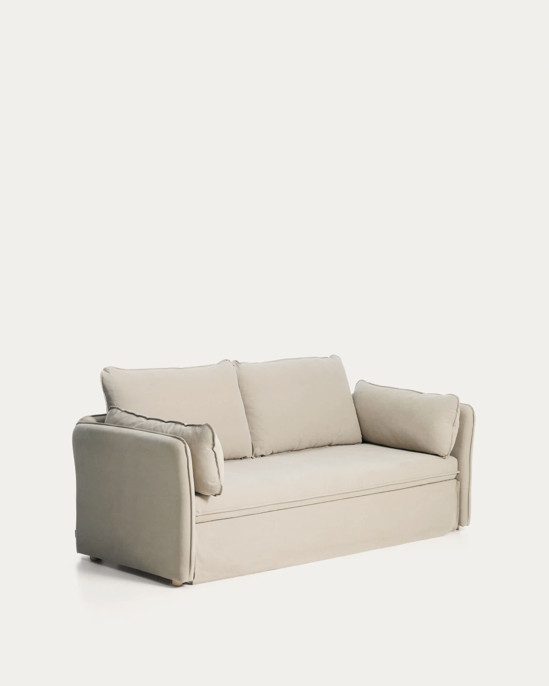 Tanit sofa bed in white with natural finish solid beech wood legs, 210 cm FSC Mix Credit