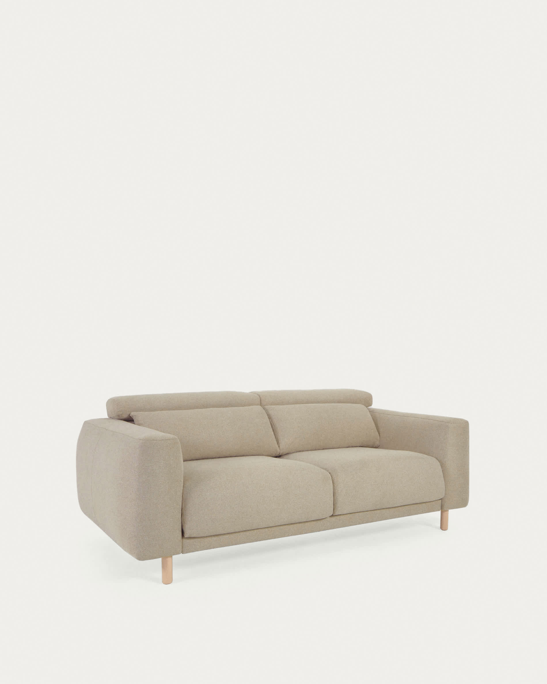 Singa 3 seater sofa with reclining headrest and extendable seat in beige 215 cm FSC Mix Credit