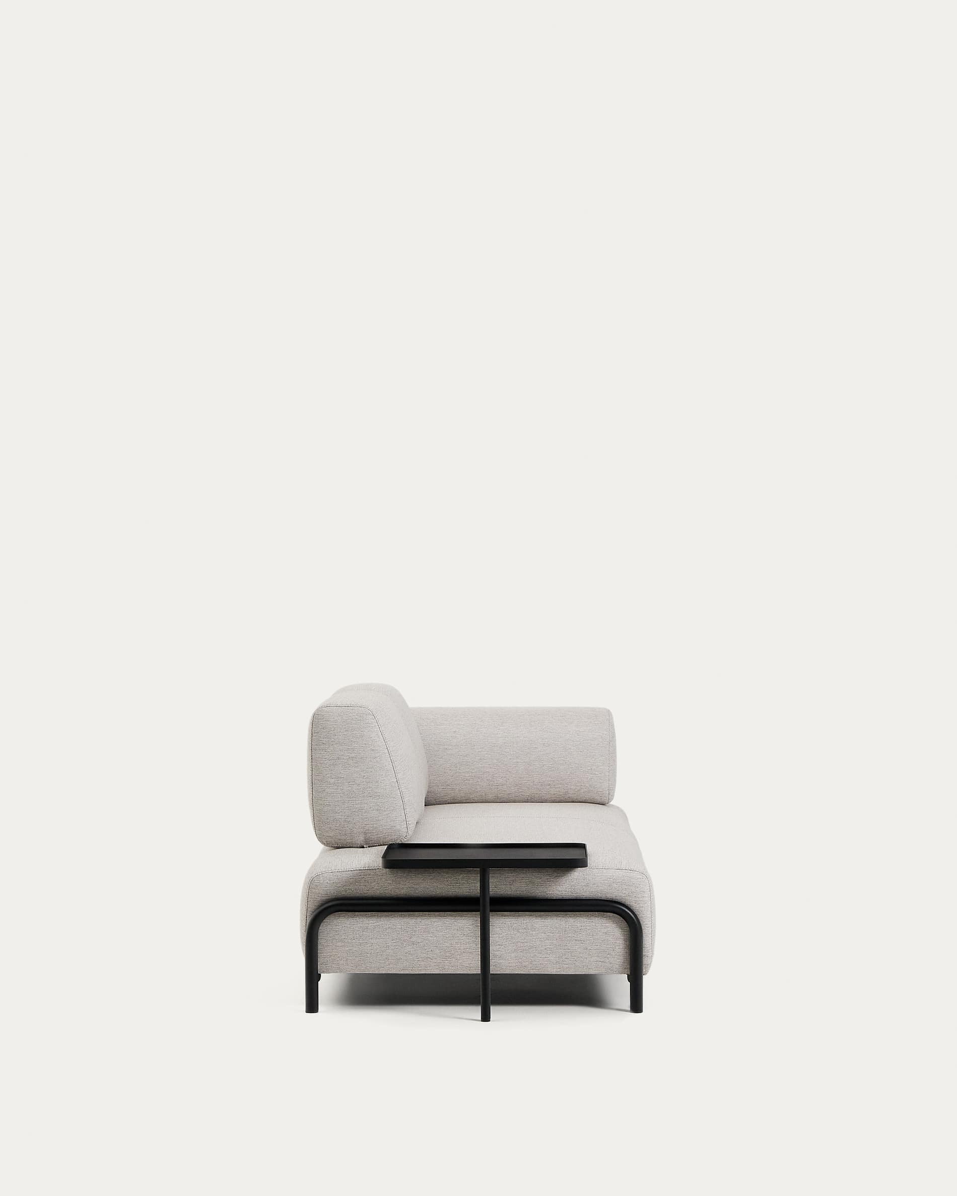 Compo 2-seater greige sofa with large tray table and black metal frame 200 cm FSC Mix Credit