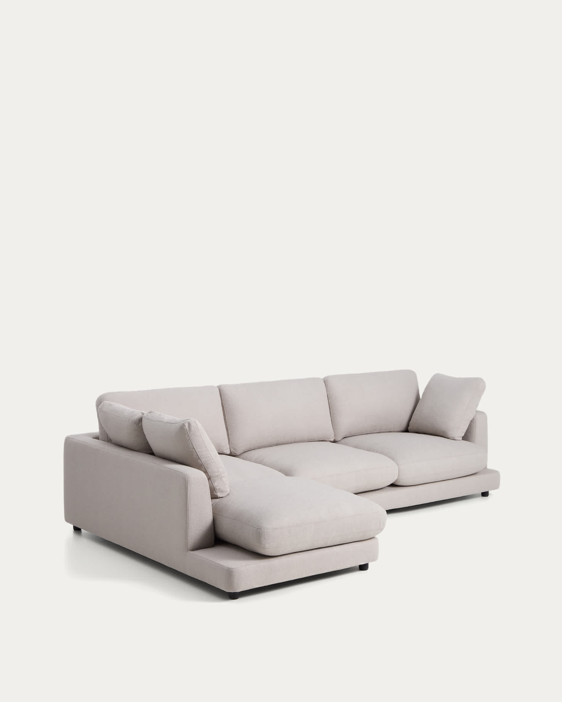 Gala 4-seater grey micro bouclé sofa with left-hand chaise longue FSC Mix Credit 300 cm