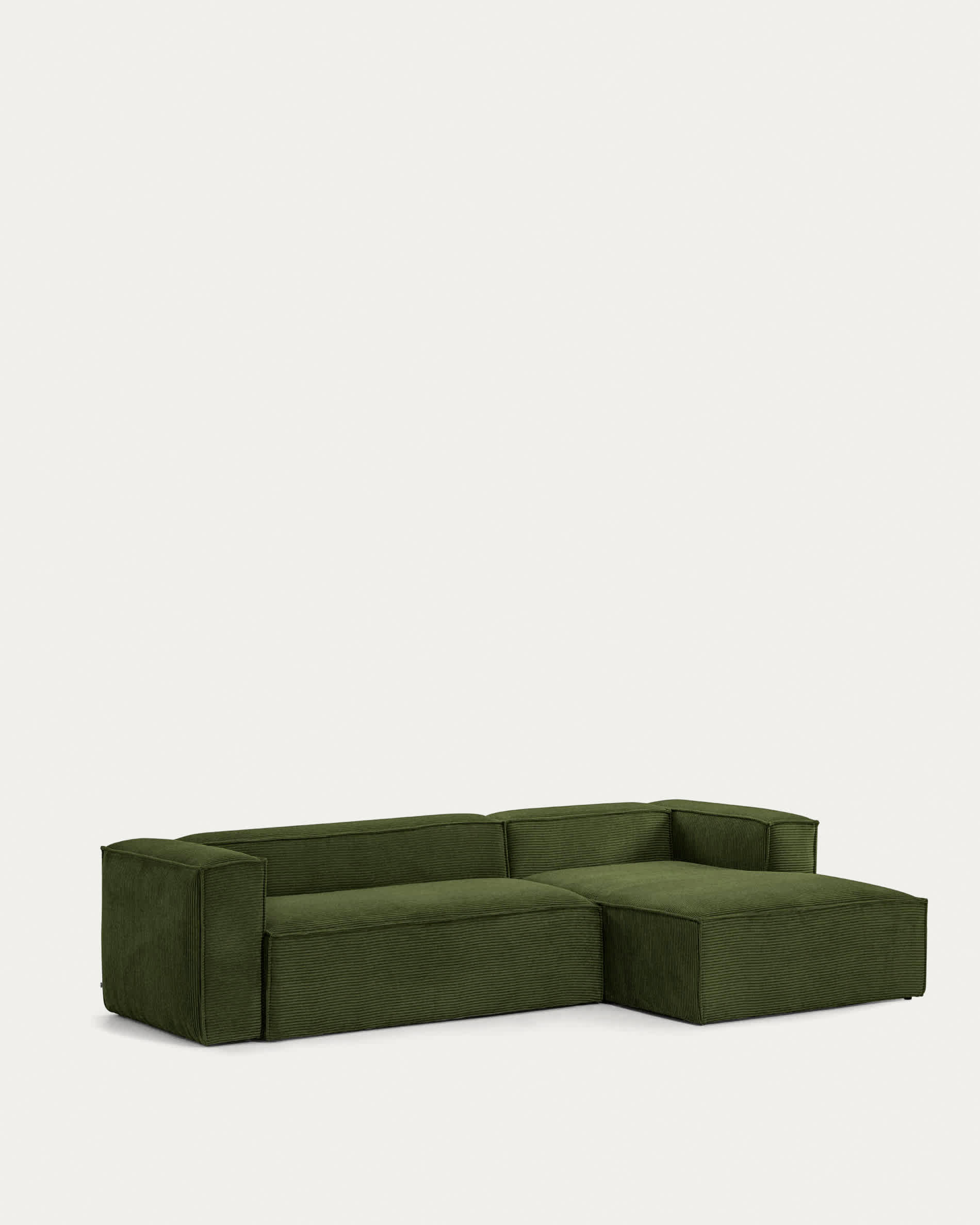 Blok 3-seater right chaise longue sofa in green thick corduroy 300cm FSC Mix Credit