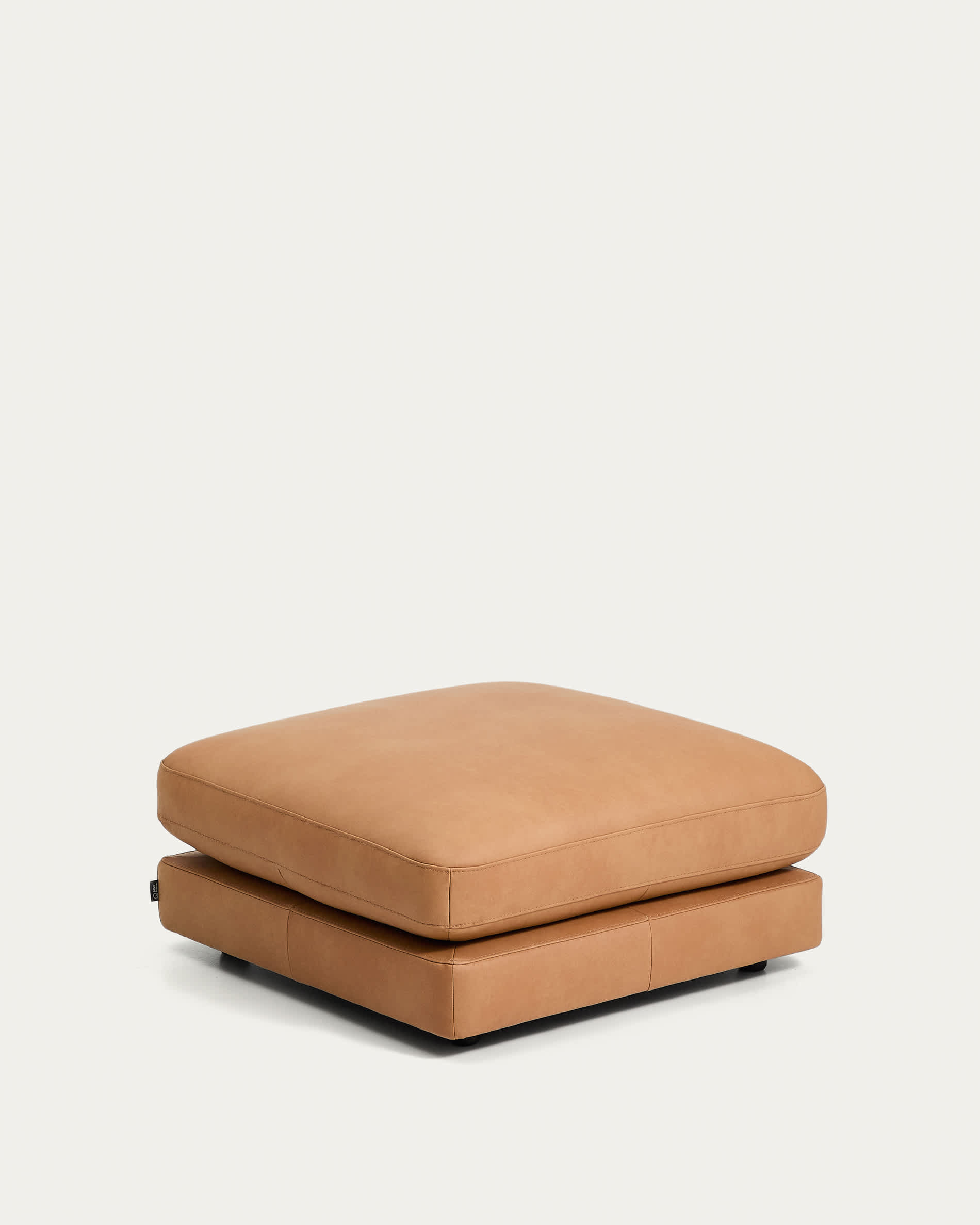 Gala brown leather footrest 90 x 90cm