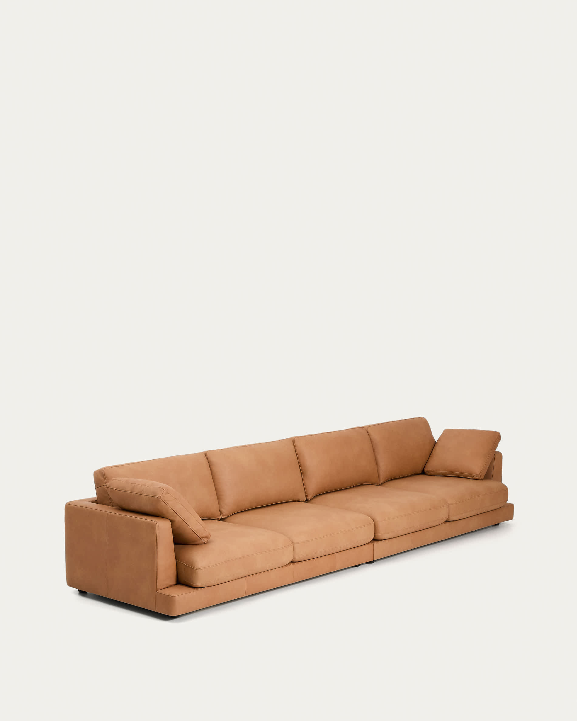 Gala 6-seater sofa in brown leather 390cm