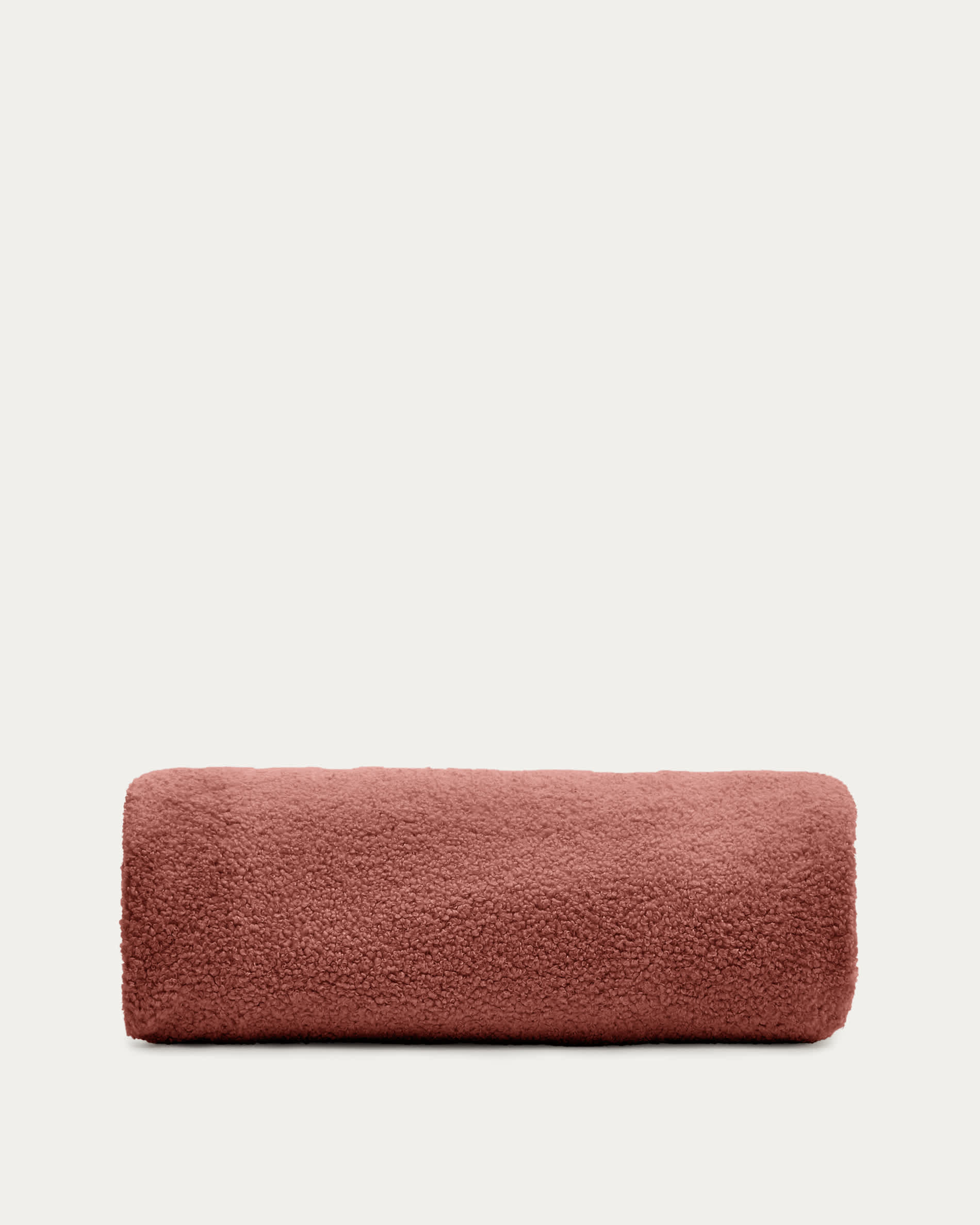 Kaeli footrest cover in terracotta bouclé Ø 90 cm