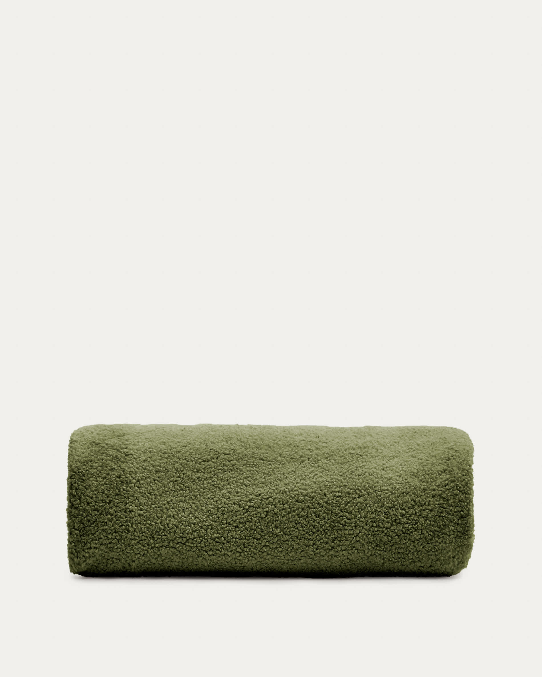 Kaeli footrest cover in green bouclé Ø 120 cm
