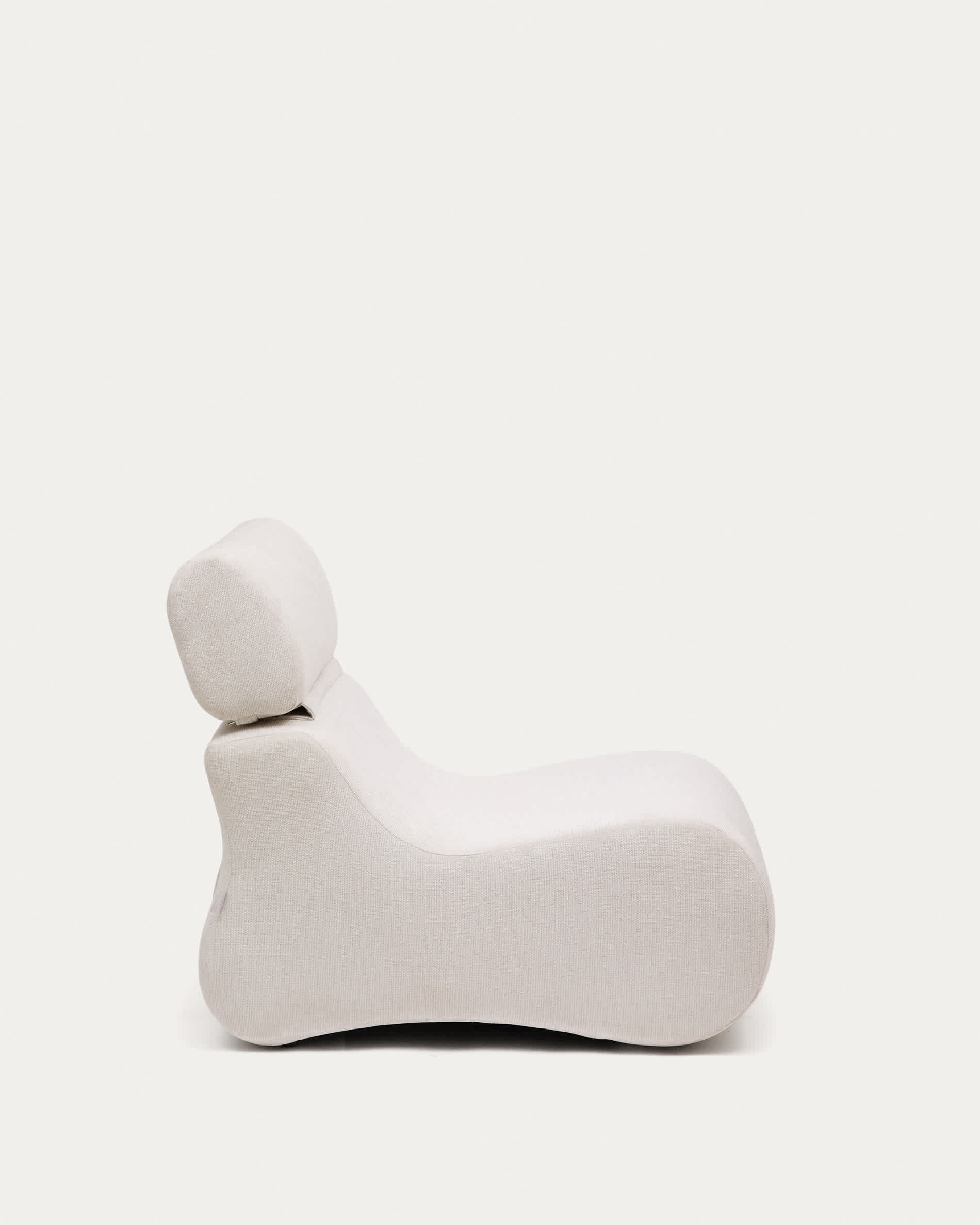 Club pearl-coloured, chenille armchair
