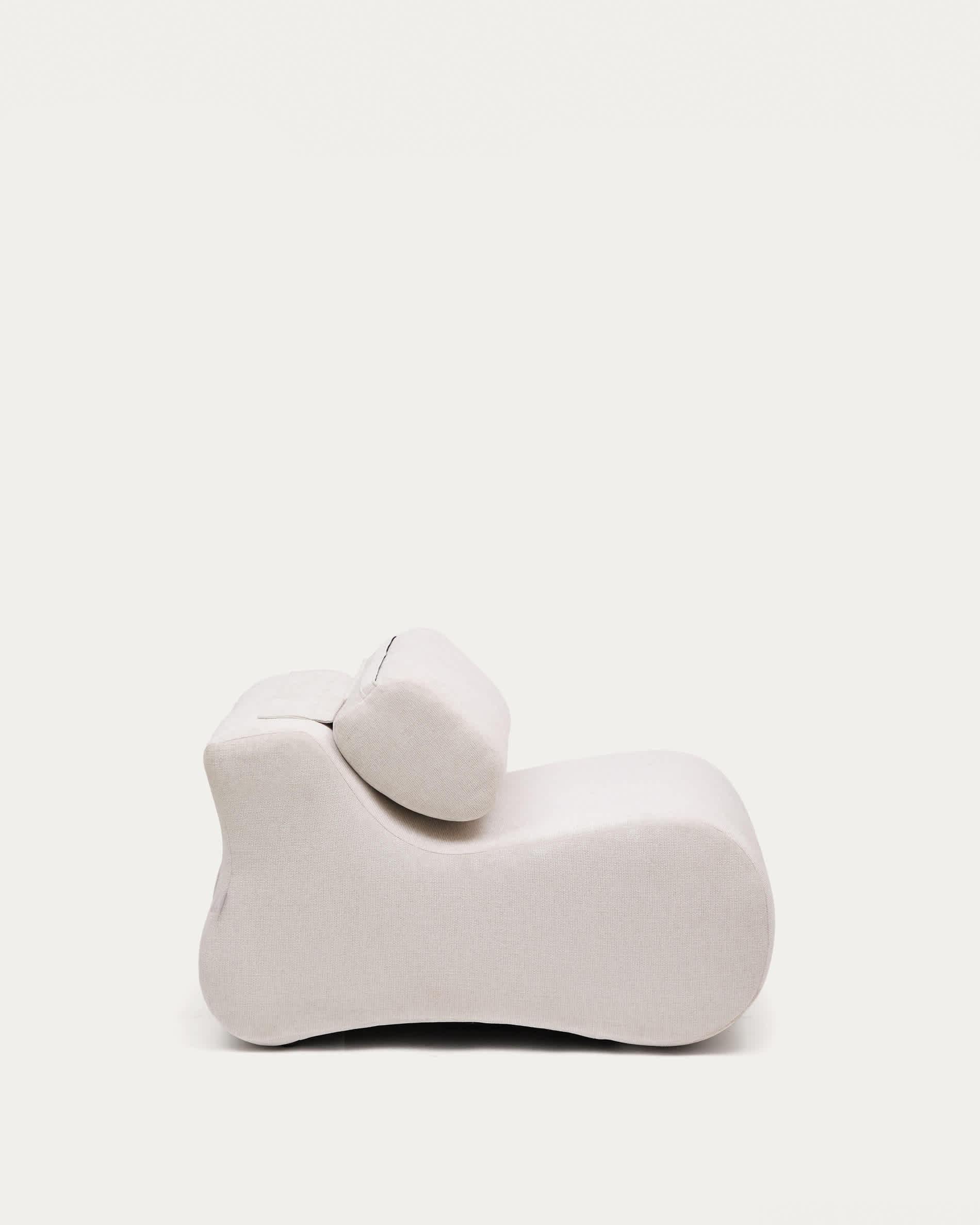 Club pearl-coloured, chenille armchair