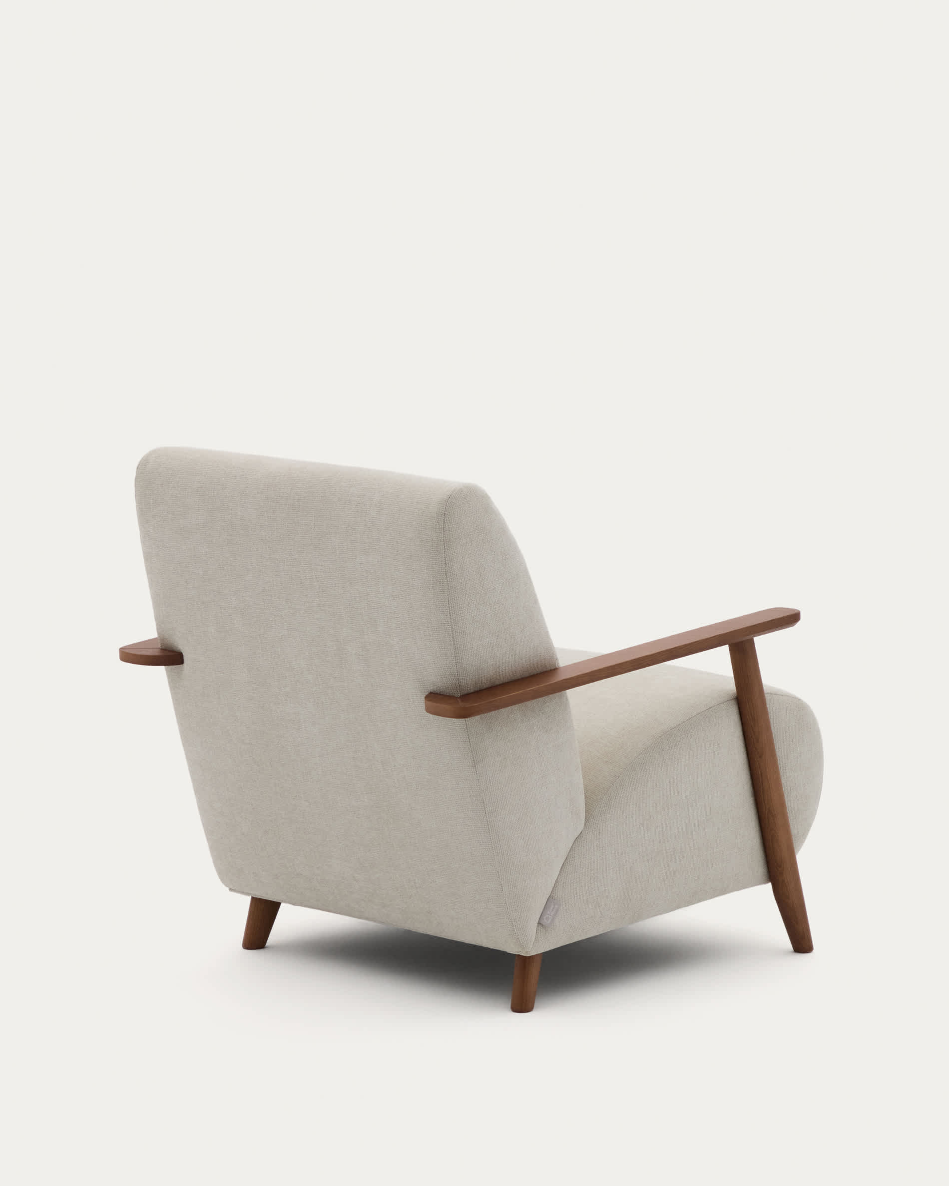 Meghan armchair in pearl chenille and solid ash wood with walnut finish FSC Mix Credit