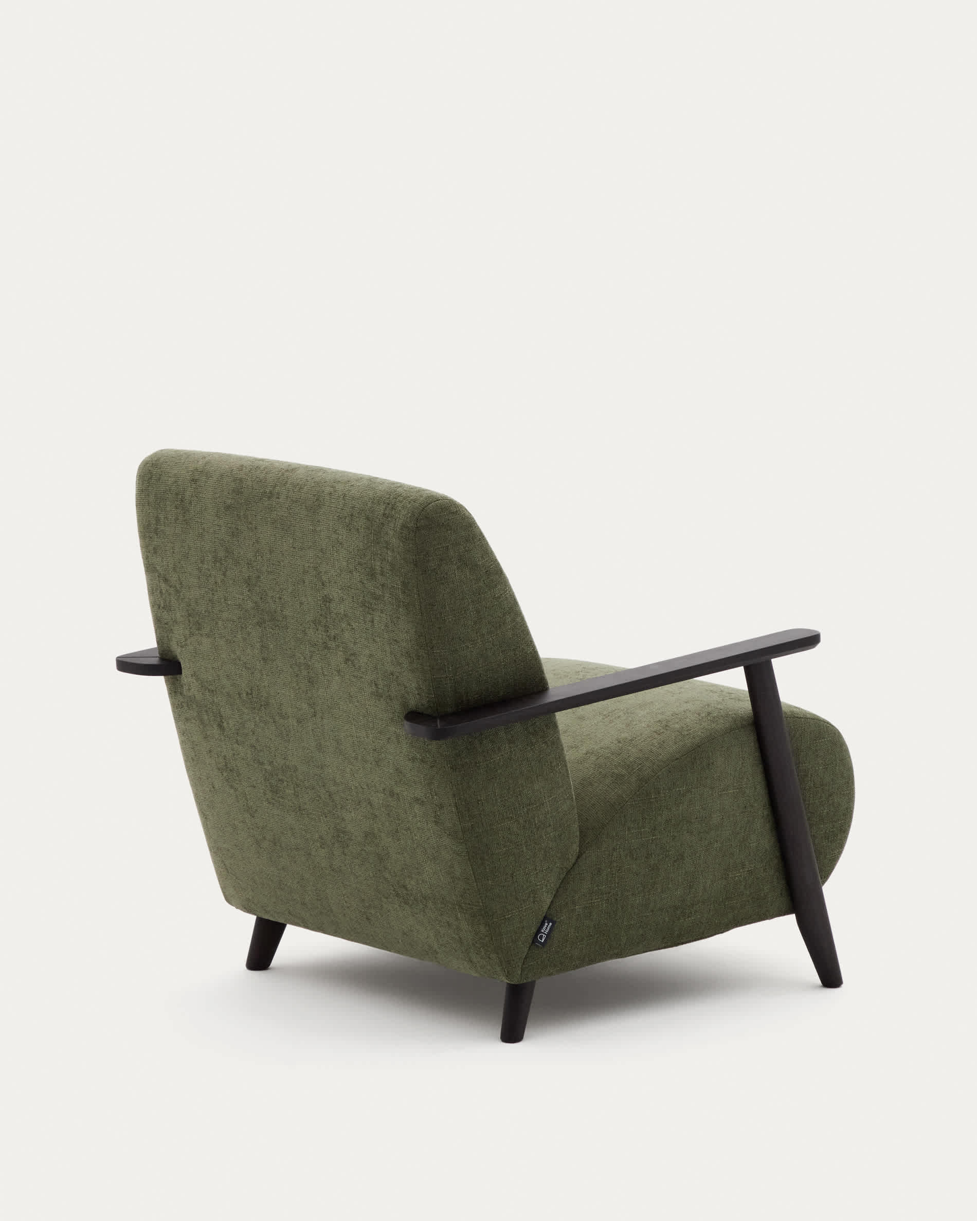 Meghan armchair in green chenille and with solid beech wood in a wenge finish FSC Mix Credit