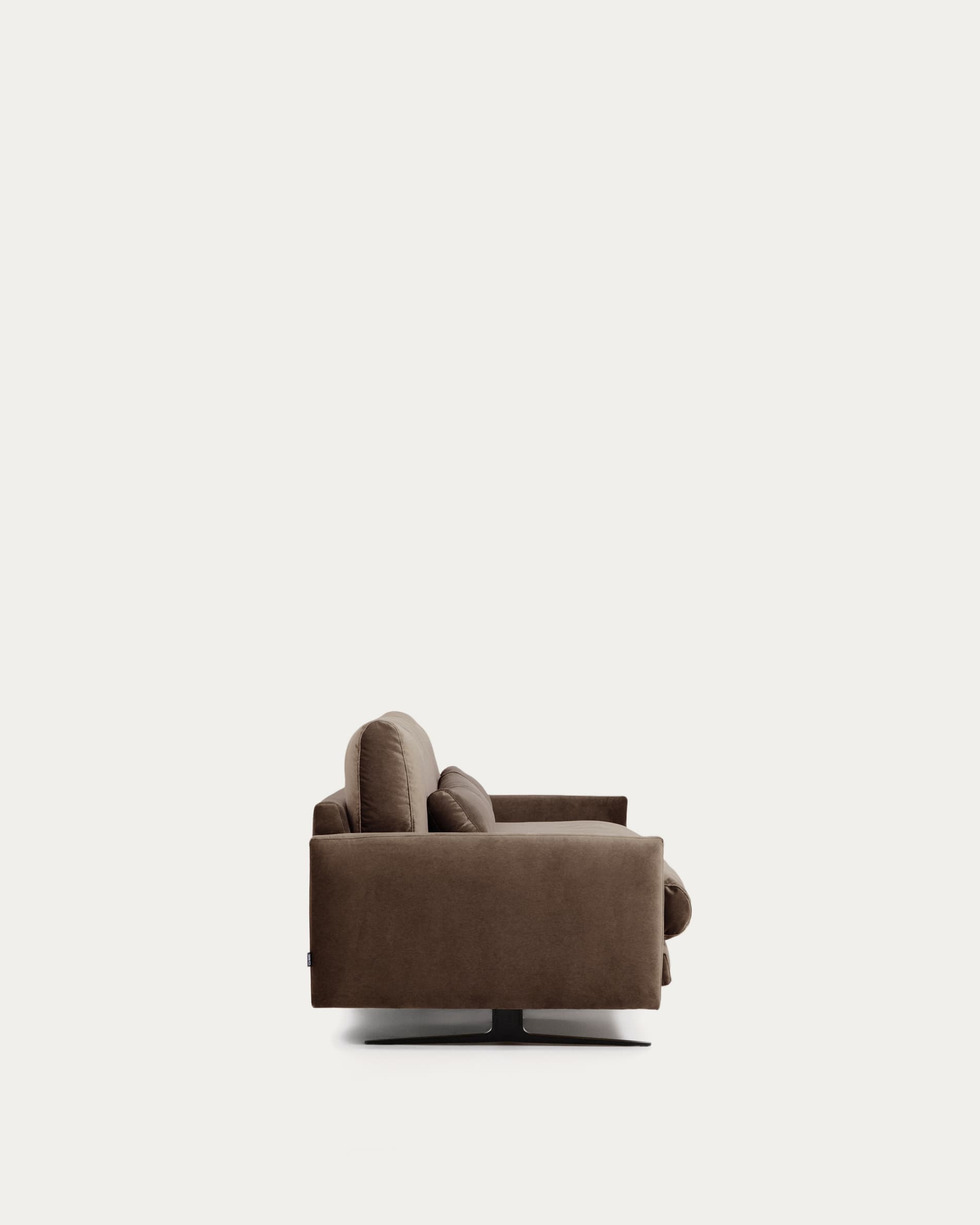 Veliro chocolate brown velvet 2-seater sofa with steel legs in black finish 210cm FSC Mix Credit