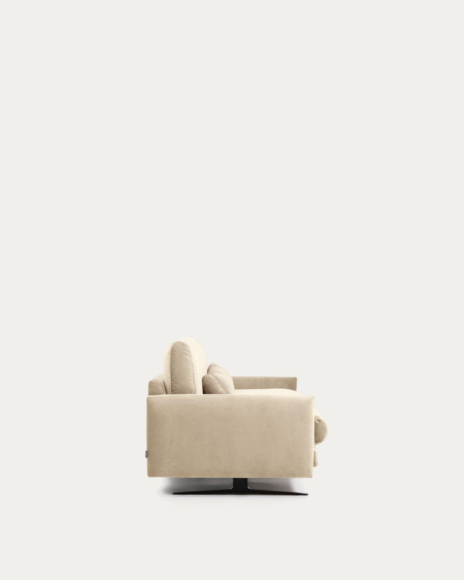 Veliro pearl velvet 3-seater sofa with black steel legs 240cm FSC Mix Credit