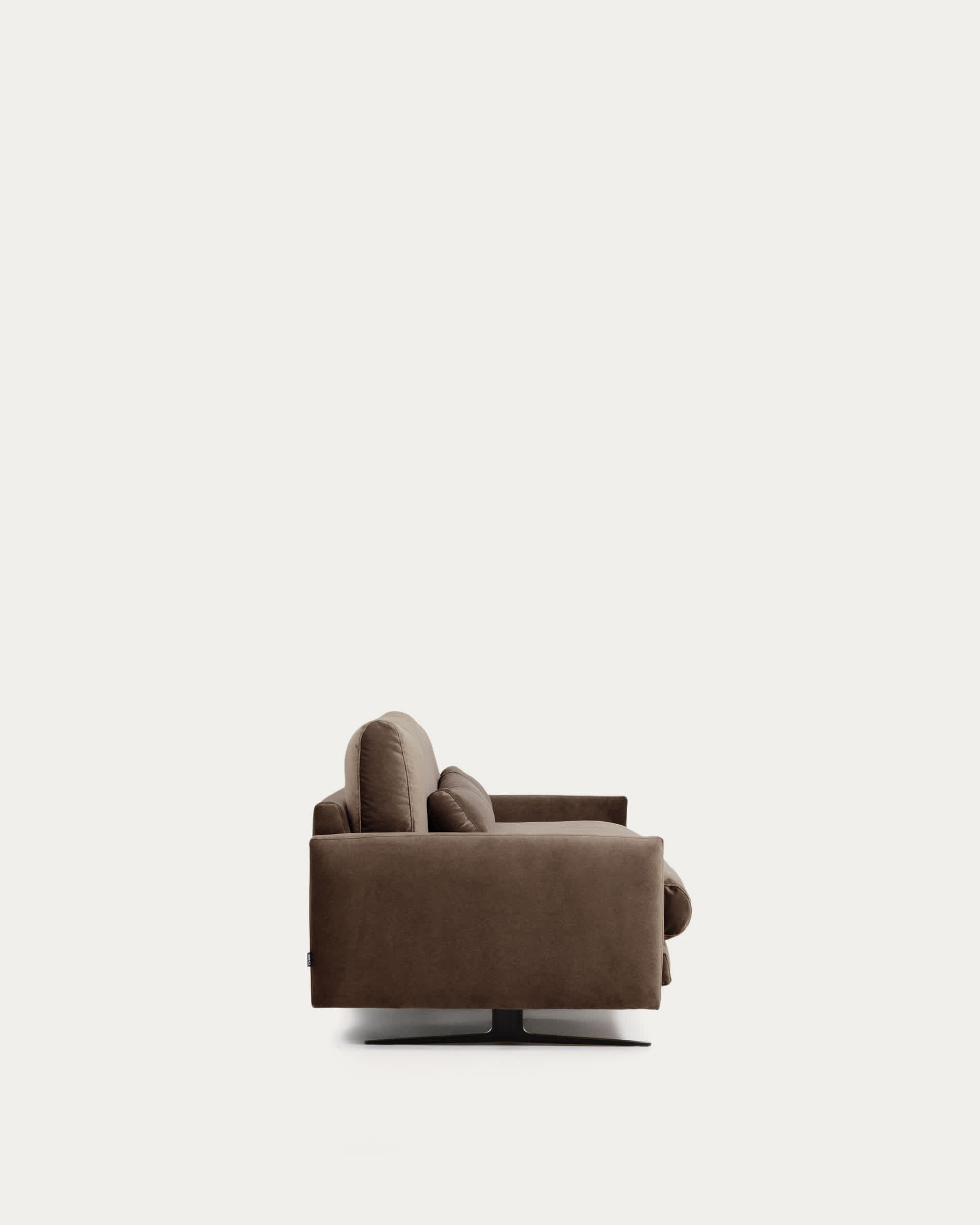 Veliro chocolate brown velvet 3-seater sofa with black steel legs 240cm FSC Mix Credit
