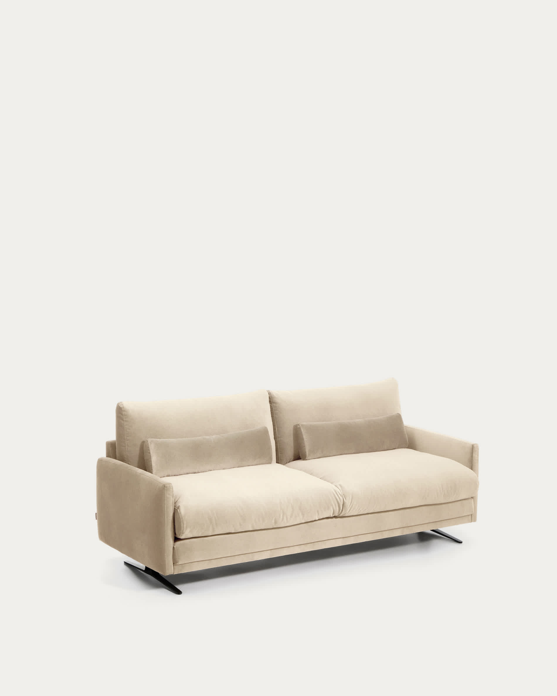 Veliro pearl velvet 2-seater sofa with steel legs in black finish 210cm FSC Mix Credit