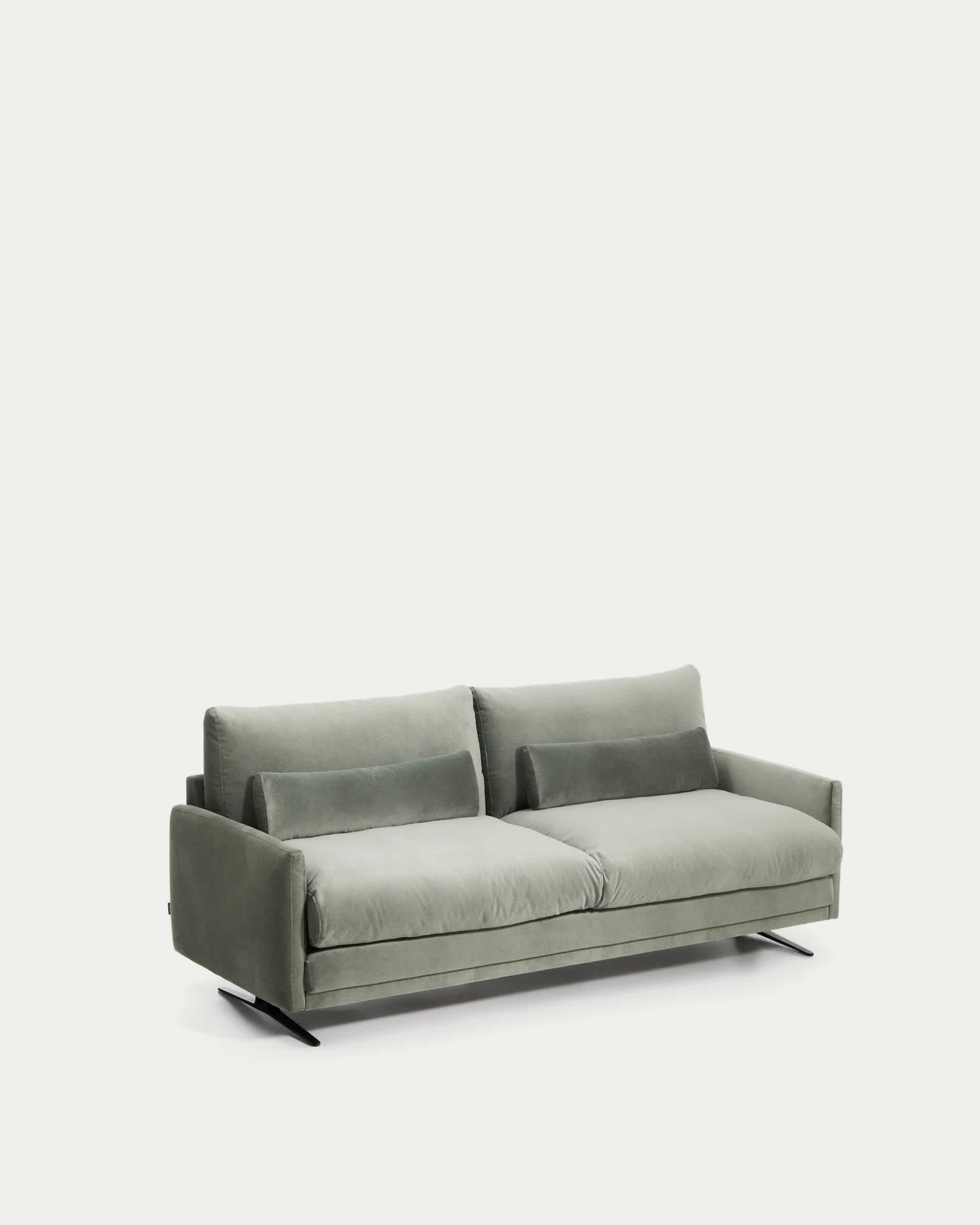 Veliro green velvet 2-seater sofa with steel legs in black finish 210cm FSC Mix Credit
