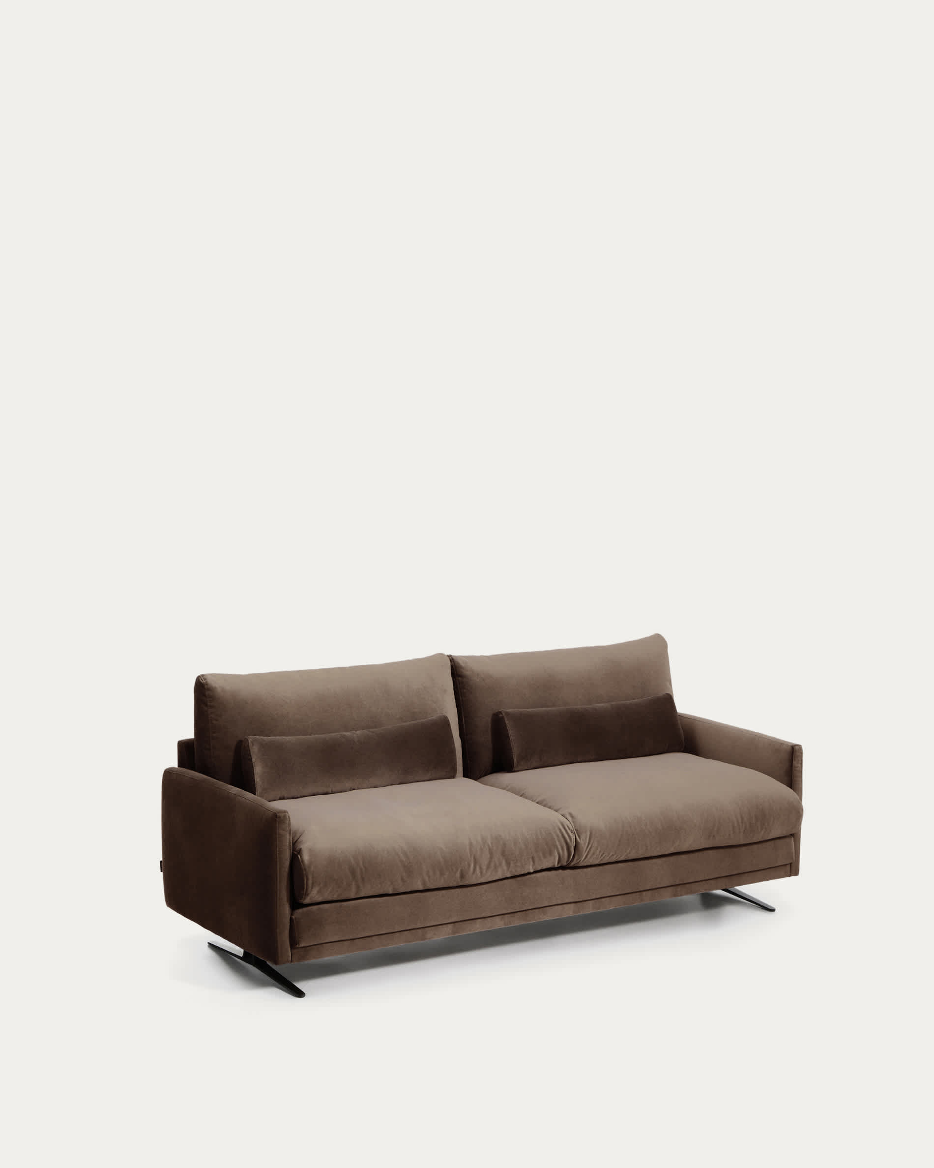 Veliro chocolate brown velvet 2-seater sofa with steel legs in black finish 210cm FSC Mix Credit