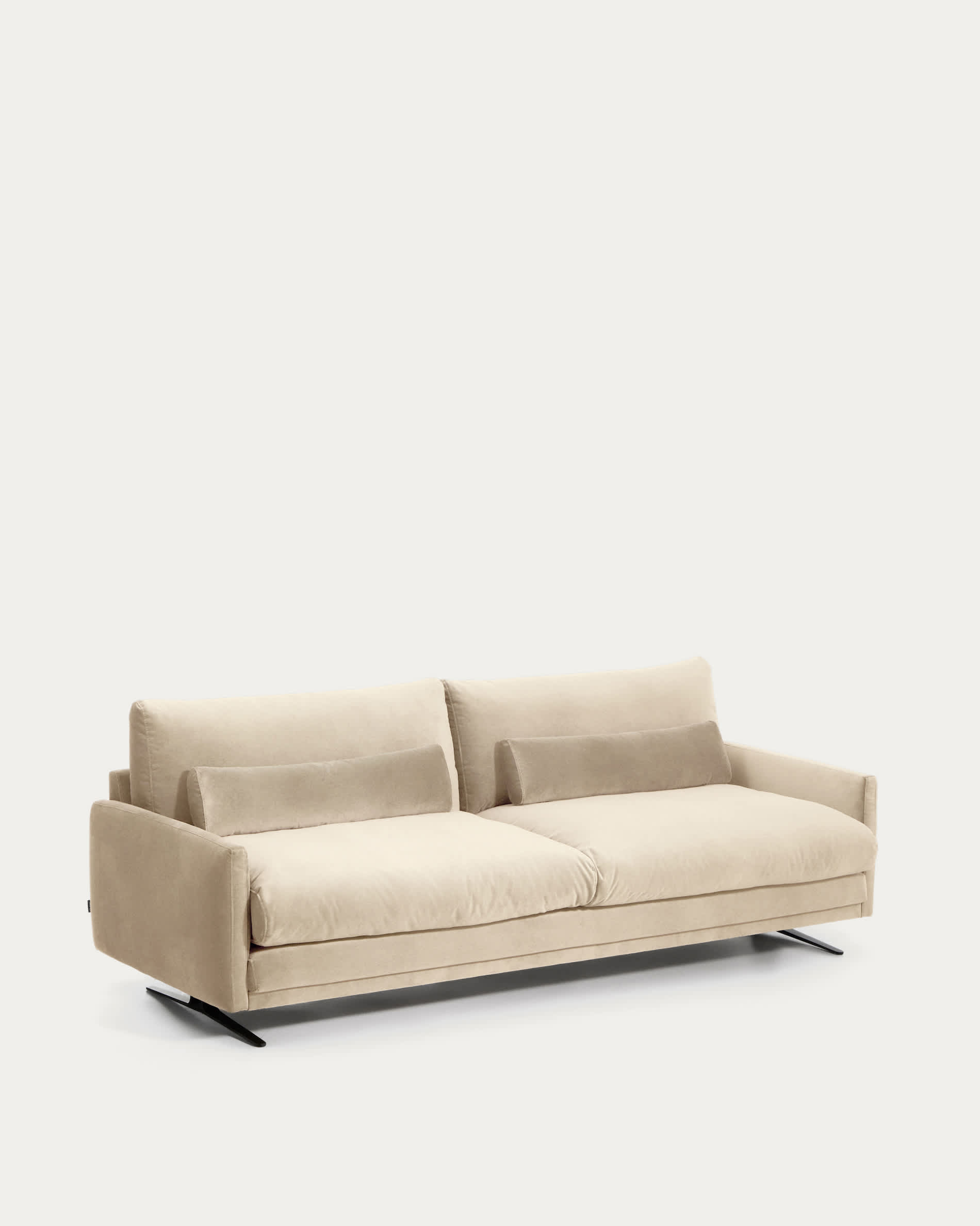 Veliro pearl velvet 3-seater sofa with black steel legs 240cm FSC Mix Credit