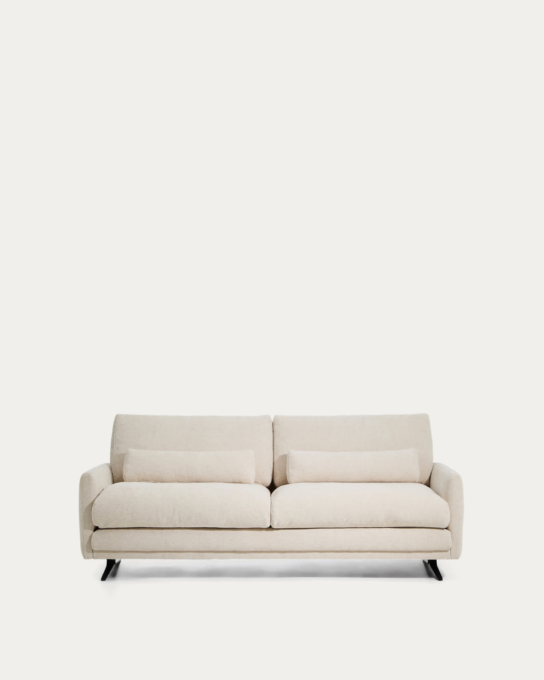 Veliro beige chenille 2-seater sofa with black steel legs 210cm FSC Mix Credit