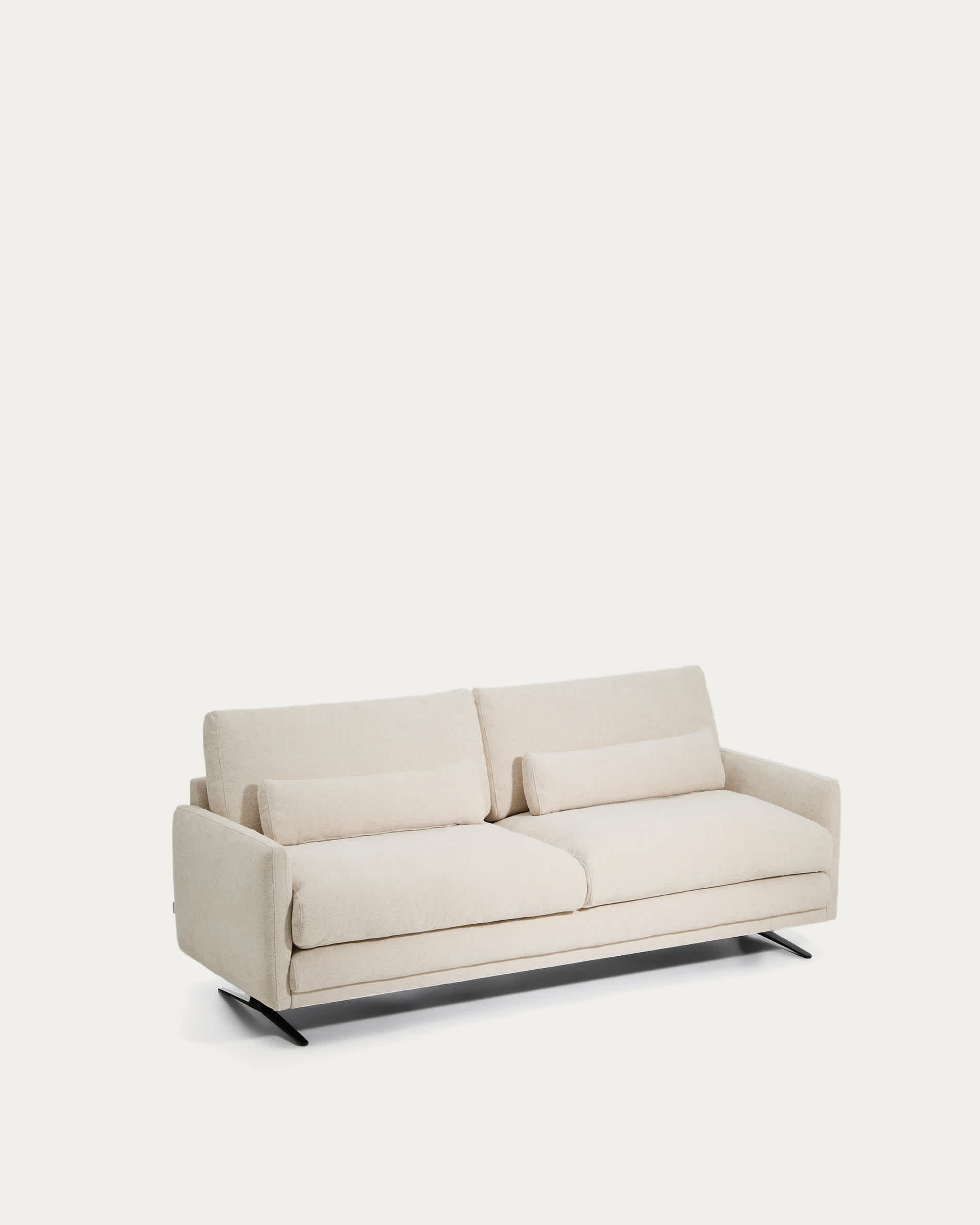 Veliro beige chenille 2-seater sofa with black steel legs 210cm FSC Mix Credit