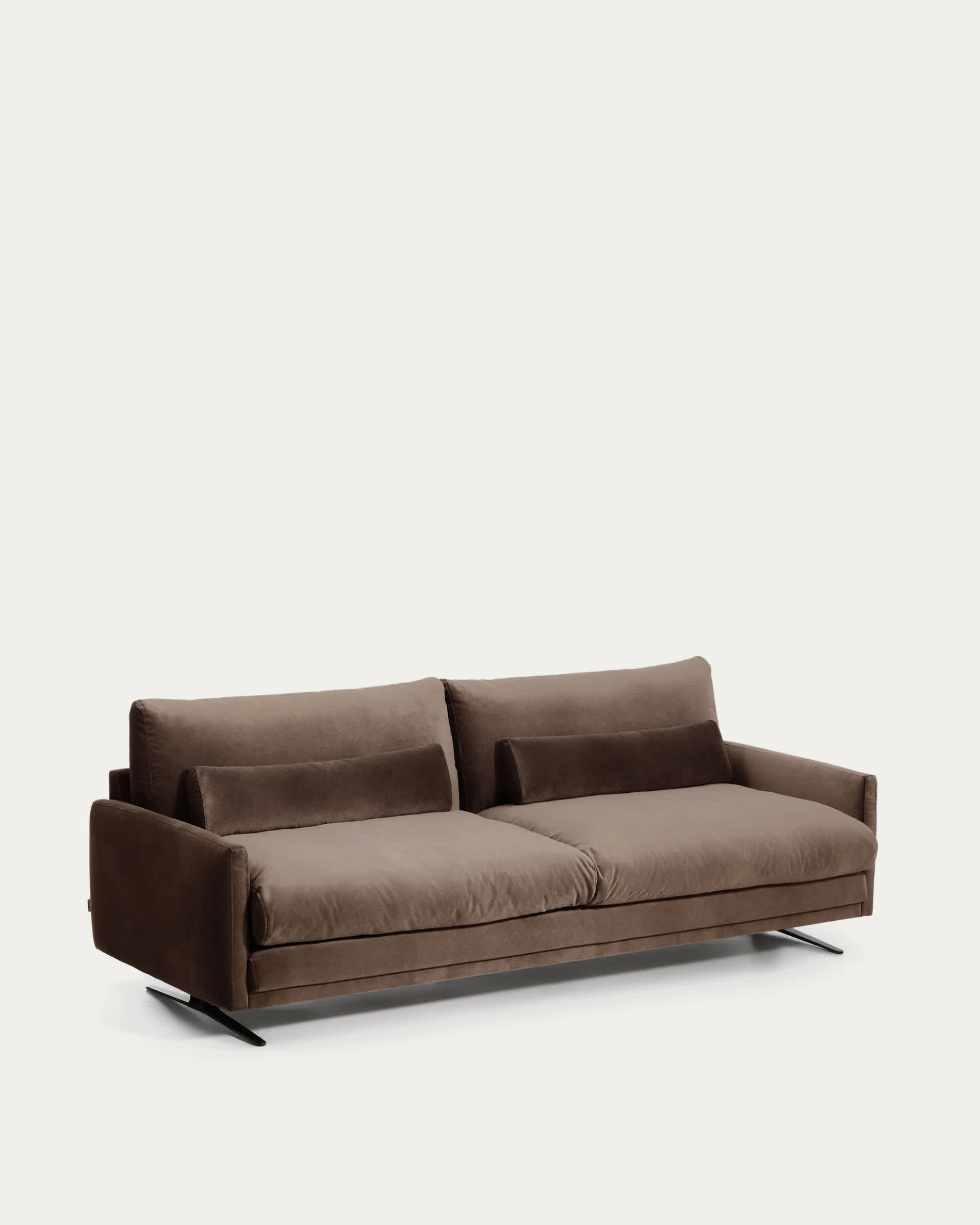 Veliro chocolate brown velvet 3-seater sofa with black steel legs 240cm FSC Mix Credit