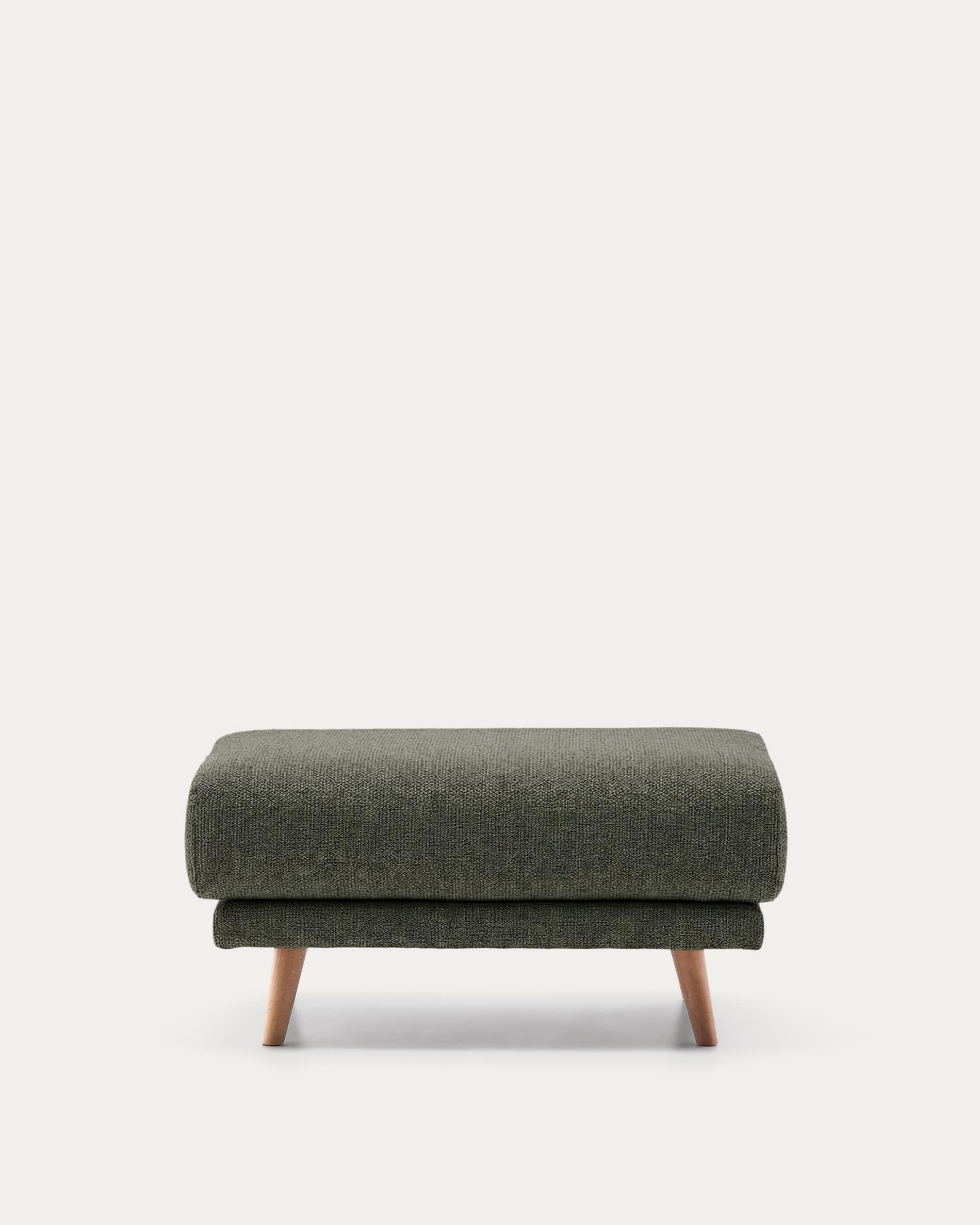 Karin footrest in dark green chenille with solid beech wood legs 90 x 70cm