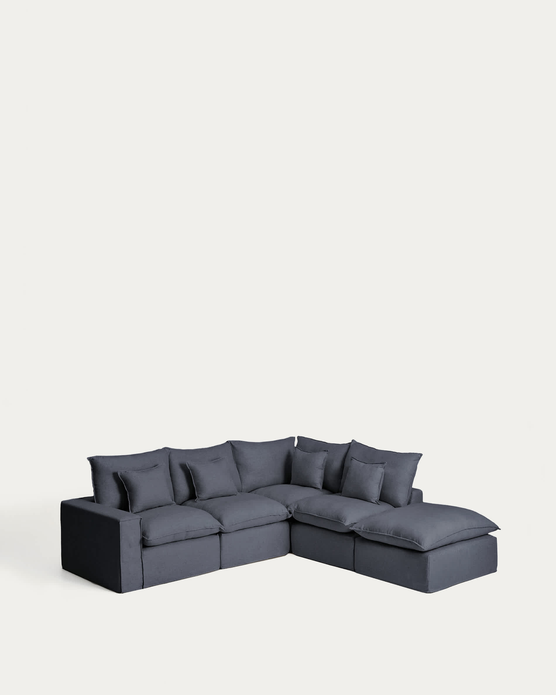 Anarela dark grey linen and viscose 4-seater modular corner sofa with removable cover 307 x 287 cm FSC Mix Credit