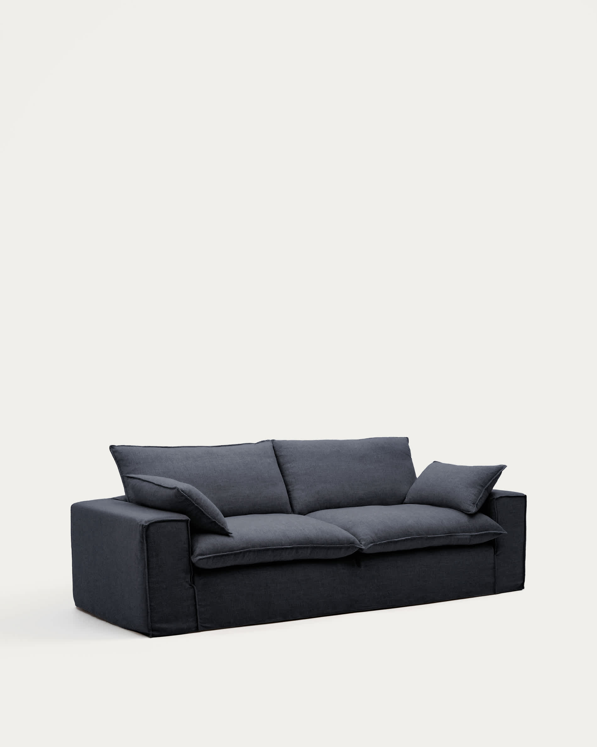 Anarela dark grey linen and viscose 3-seater sofa with removable cover 260 cm FSC Mix Credit