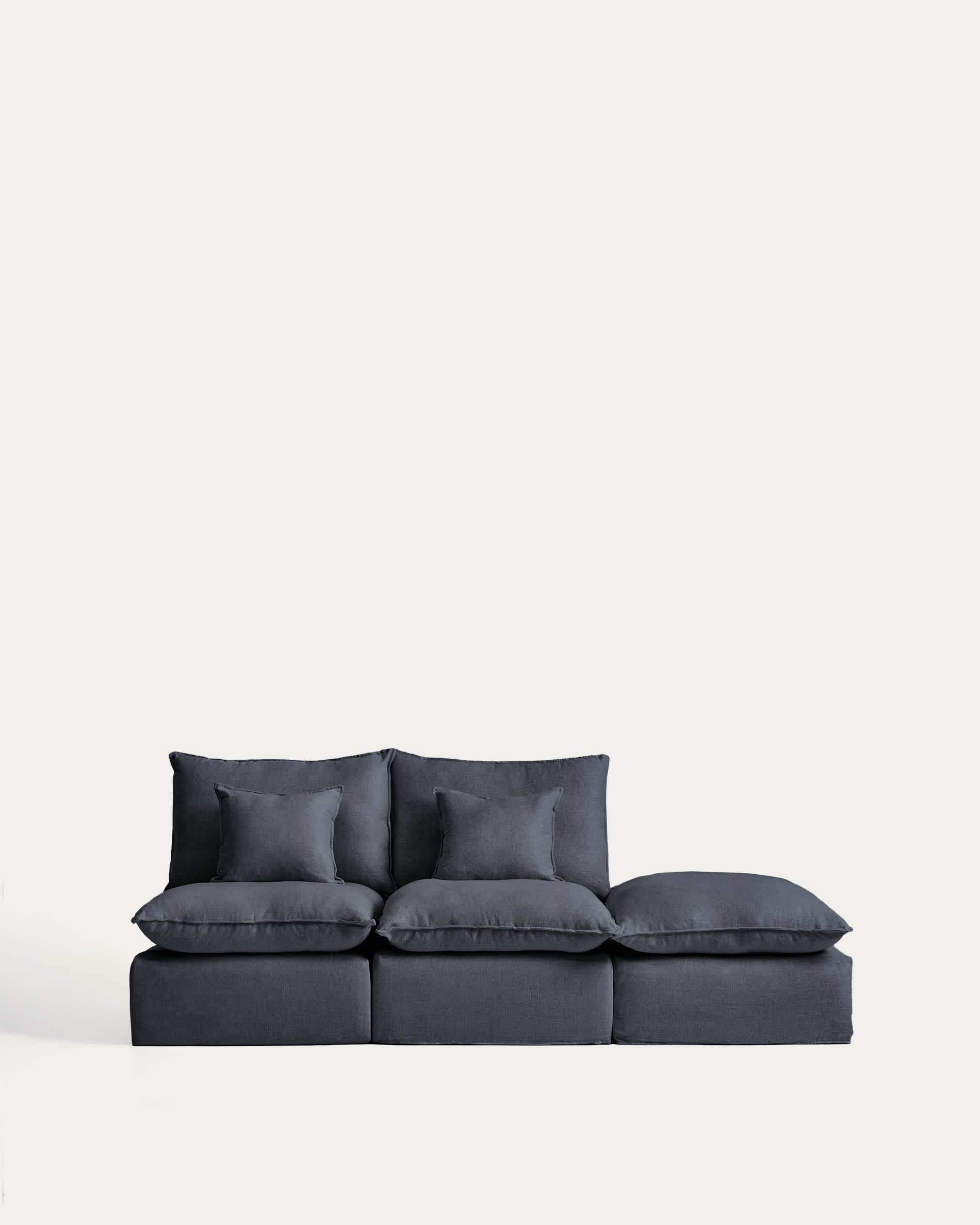 Anarela dark grey linen and viscose 2-seater modular sofa with end module and removable cover 270cm FSC Mix Credit