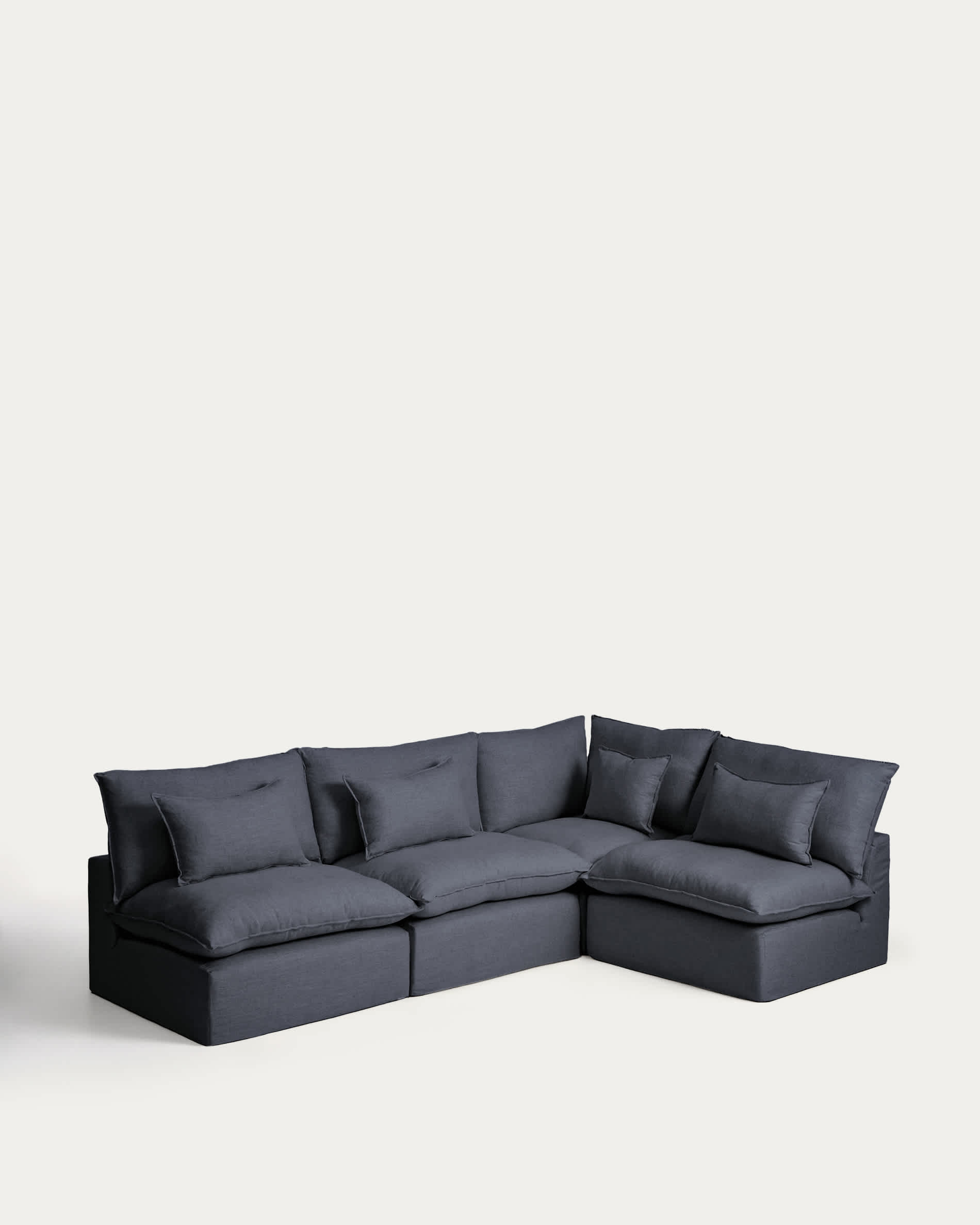 Anarela dark grey linen and viscose 6-seater modular corner sofa with removable cover 327 x 217cm / 217 x 327cm FSC Mix Credit